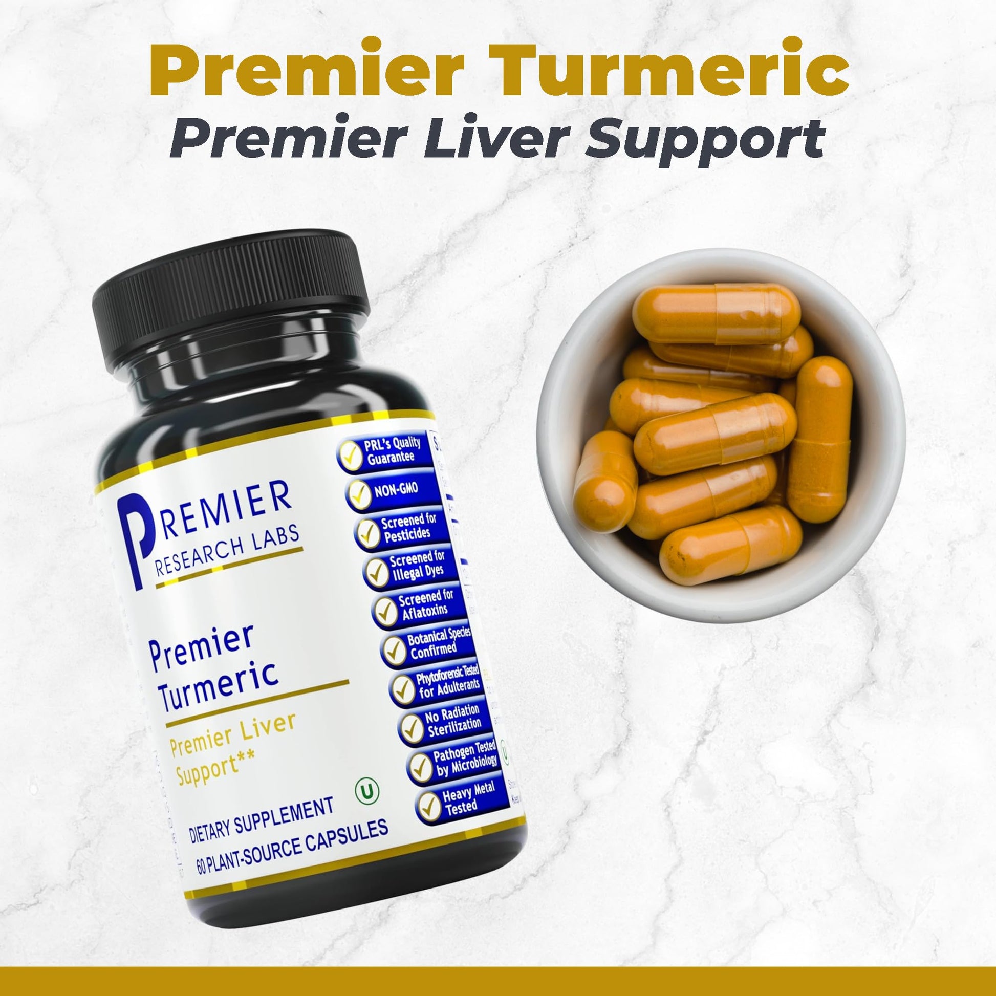 Premier Research Labs Premier Turmeric Capsules - Turmeric Curcumin Supplement, Liver Support, 500 mg of Curcuma Per Capsule - 60 Vegetarian Capsules Premier Research Labs uk supplements