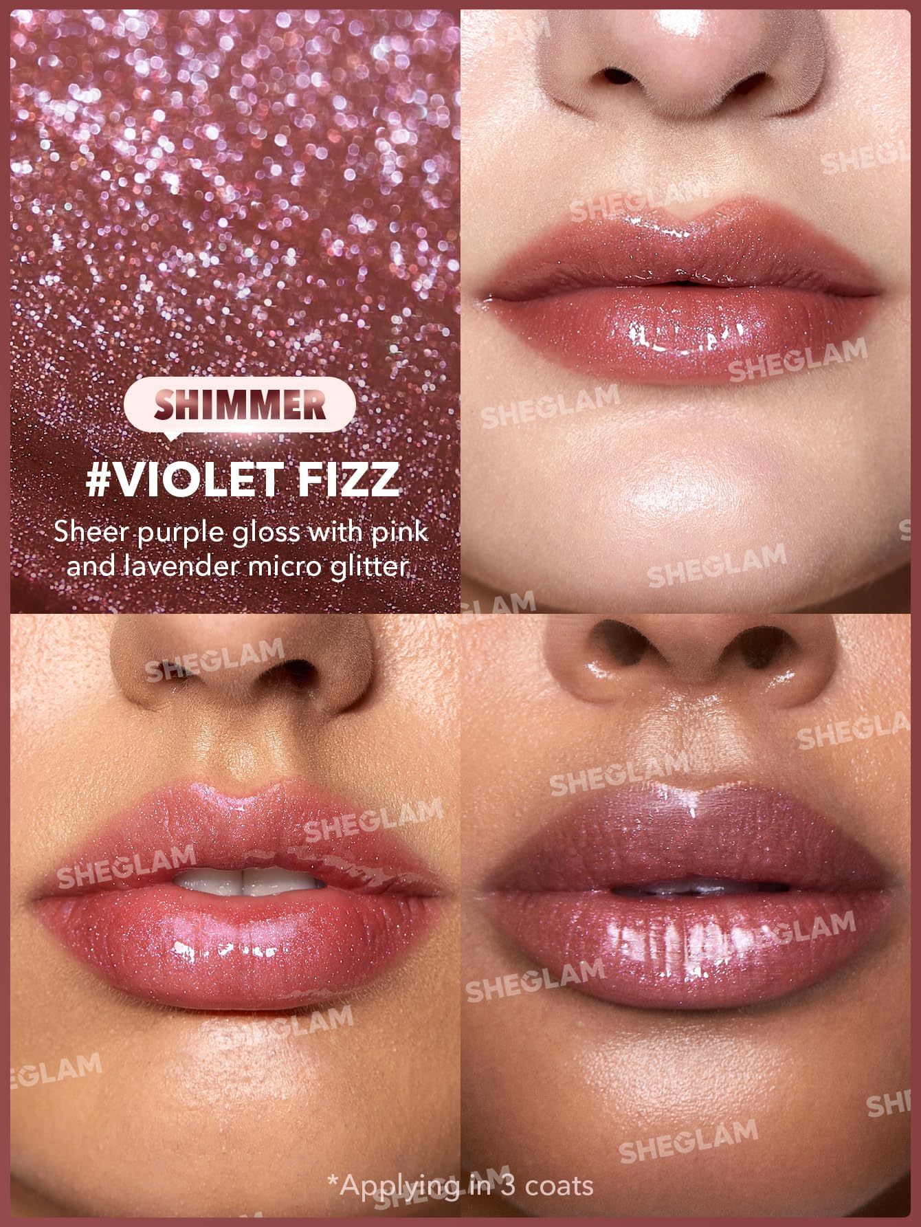 SHEGLAM Pout-Perfect Moisturizing Solid Lip Gloss Shimmer Lip Plumper - Violet Fizz SHEGLAM uk supplements