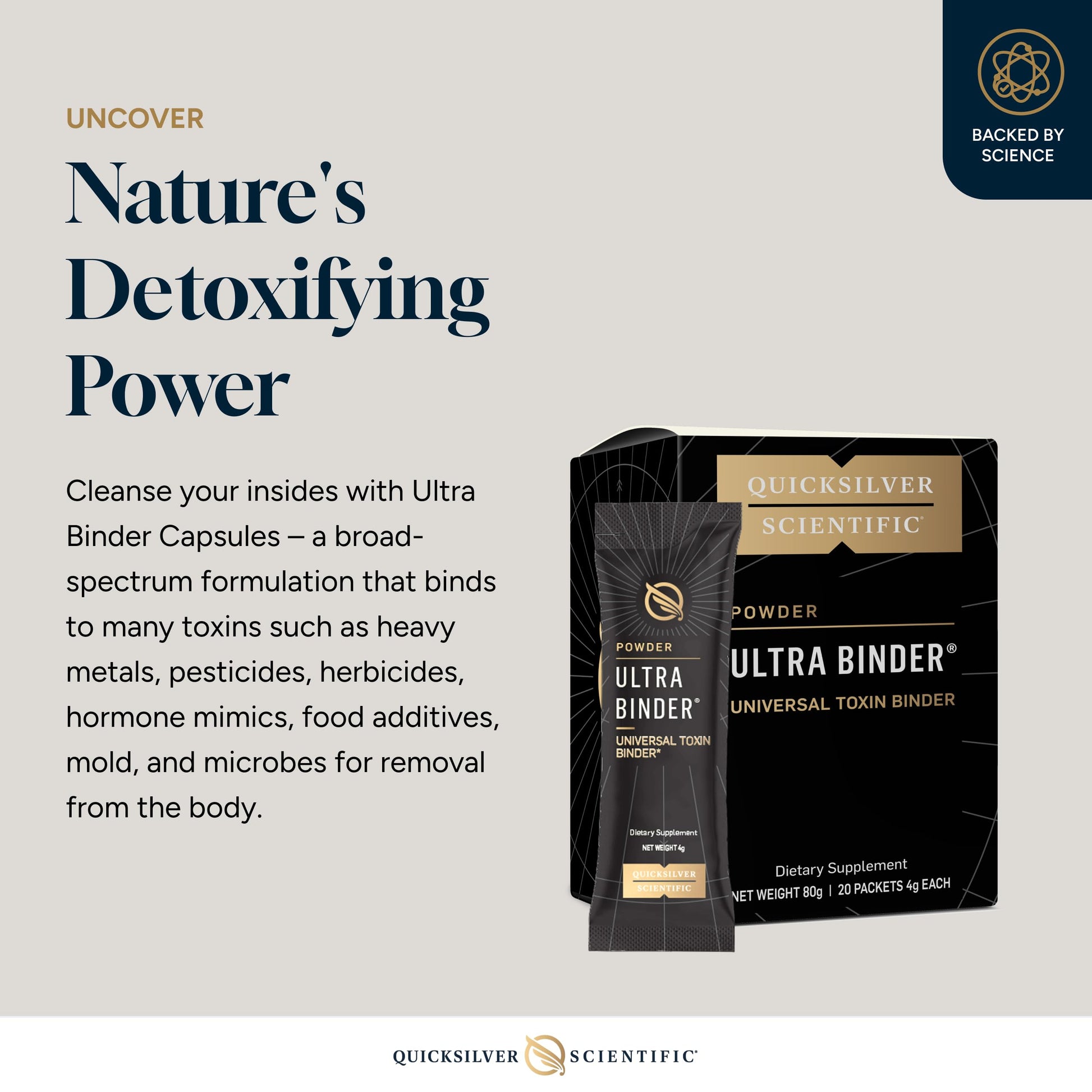 Quicksilver Scientific Ultra Binder Stick Packets - Multi Binder with Bentonite Clay Powder, Zeolite Detox & Charcoal - Supplement for Gut Support & The Body's Toxin Removal Process (20 Sticks) Quicksilver Scientific uk supplements