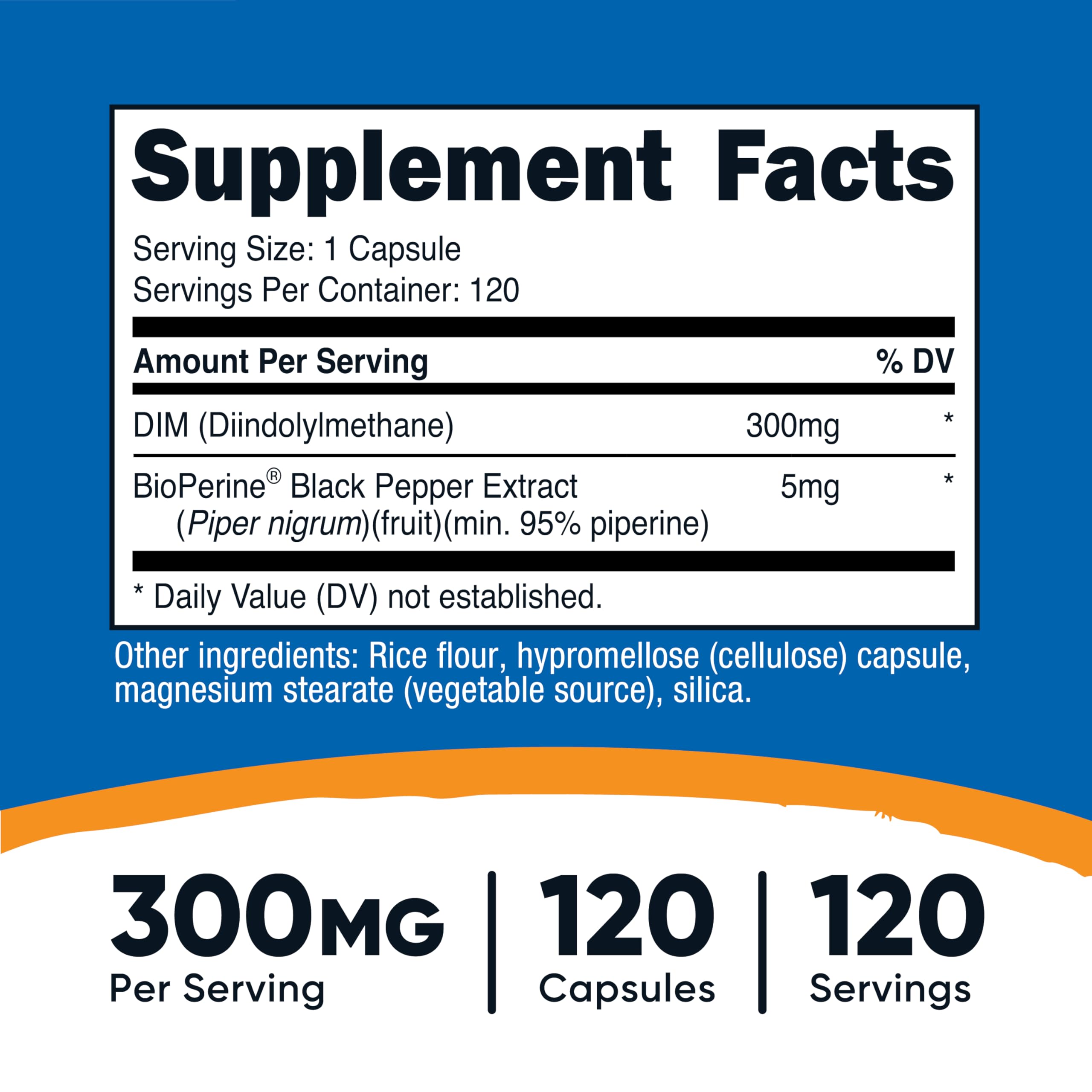 Nutricost DIM (Diindolylmethane) Plus BioPerine 300mg, 120 Vegetarian Capsules - Up to 4 Month Supply, Max Strength DIM Supplement Nutricost uk supplements