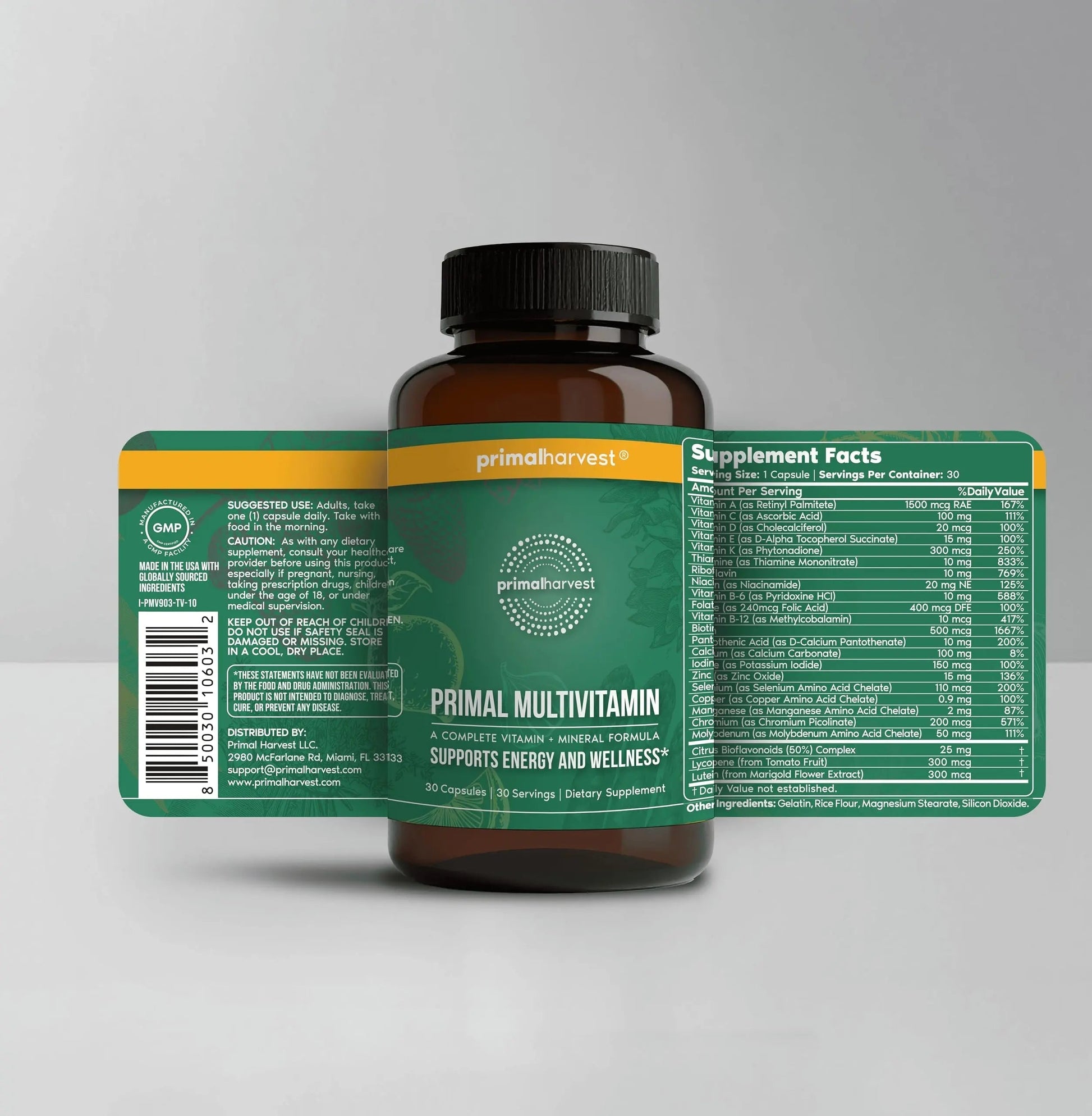Primal Harvest Primal Multivitamin - Daily Multi-Vitamin Supplement with 21 Essential Vitamins & Minerals for Women & Men (2 Pack (30 Count)) Primal Harvest uk supplements