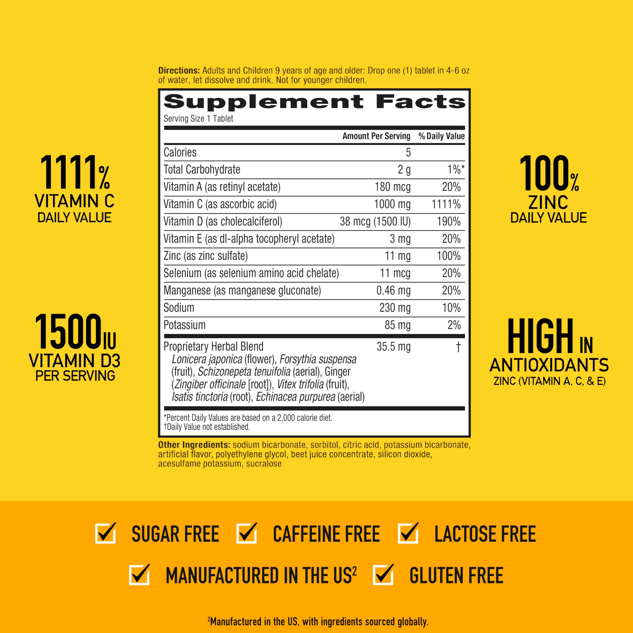 Vitamin C 1000mg (per serving) - Airborne Very Berry Effervescent Tablets (36 count in a box), Gluten-Free Immune Support Supplement, With Vitamins A C E, ZINC, Selenium, Echinacea & Ginger Airborne uk supplements