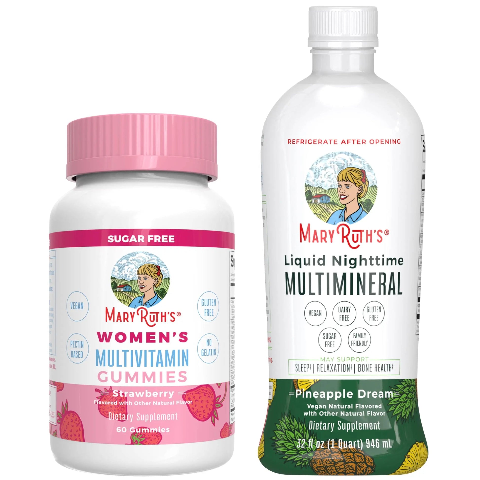 MaryRuth's Multivitamin Gummies for Women (Strawberry) & Liquid Nighttime Multimineral (Pineapple) | Clean Label Project Verified MARYRUTH'S uk supplements