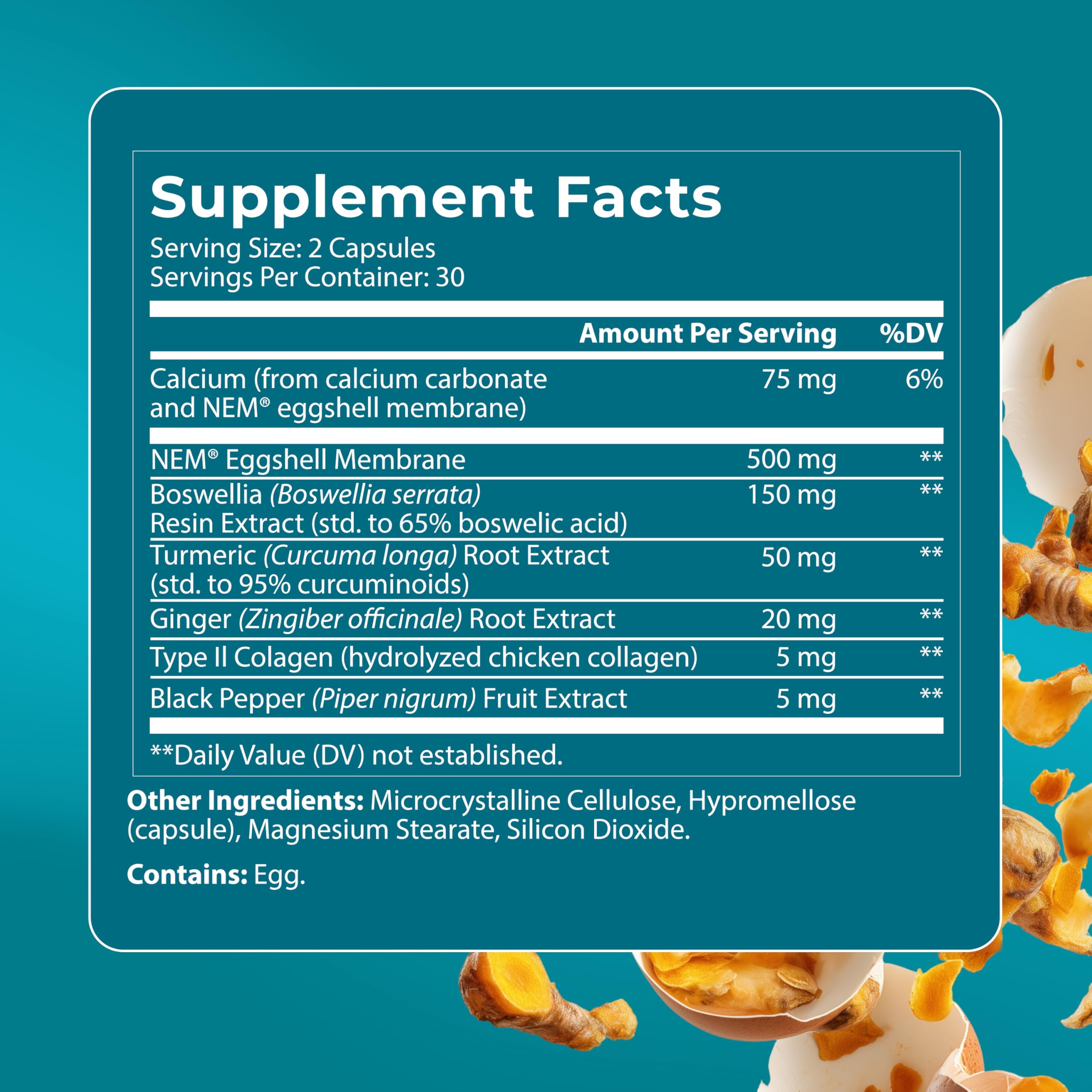 PUREHEALTH RESEARCH Joint Support NEM Eggshell Membrane with Boswellia Extract, Calcium & Turmeric, 60 Capsules PUREHEALTH RESEARCH uk supplements
