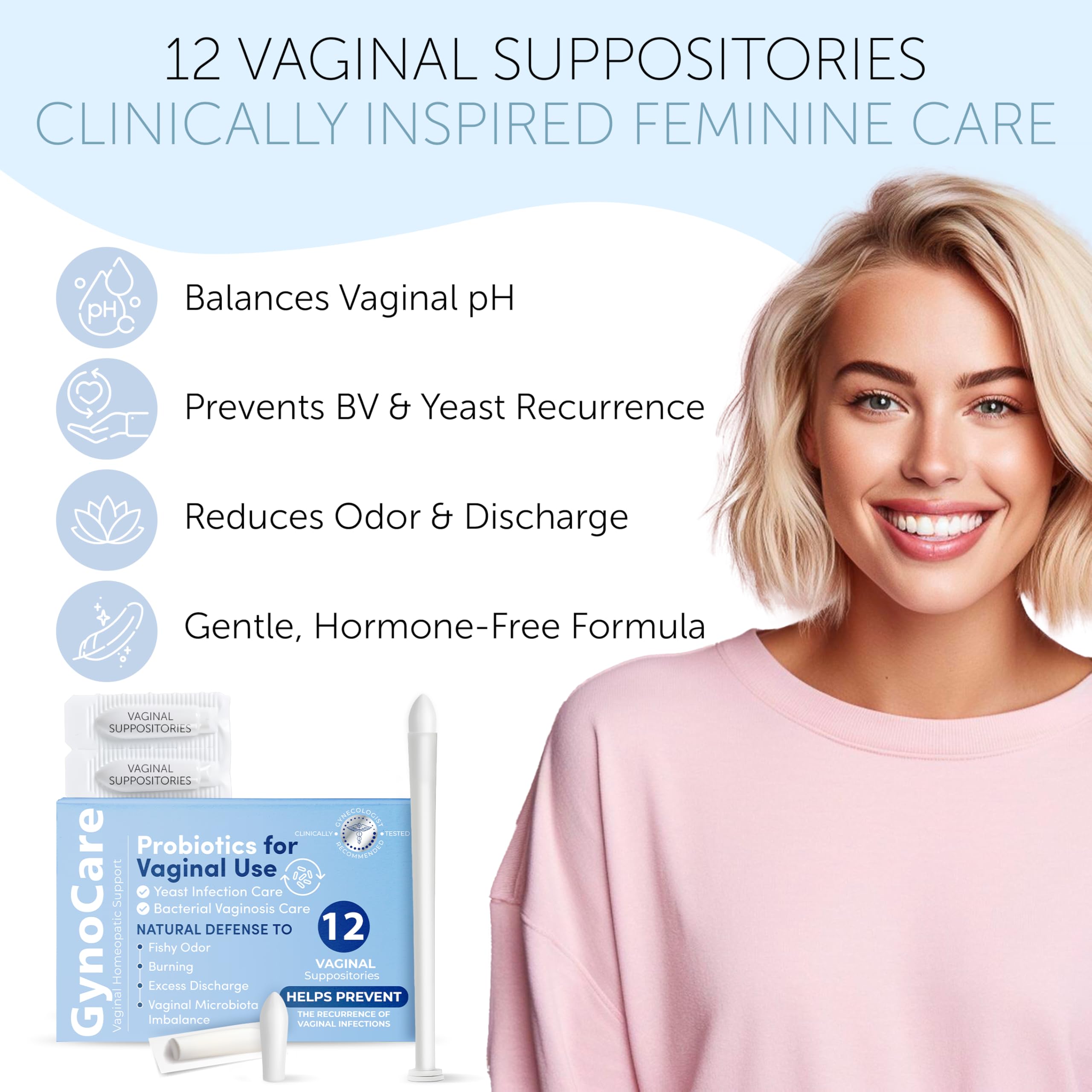 Vaginal Probiotics for Women | Boric Acid For Women | pH Balance for Women | Yeast Infection Care | Natural Defense Against Fishy Odor, Burning and Excess Discharge | 12 Vaginal Suppositories Terramed Just Think Comfort uk supplements