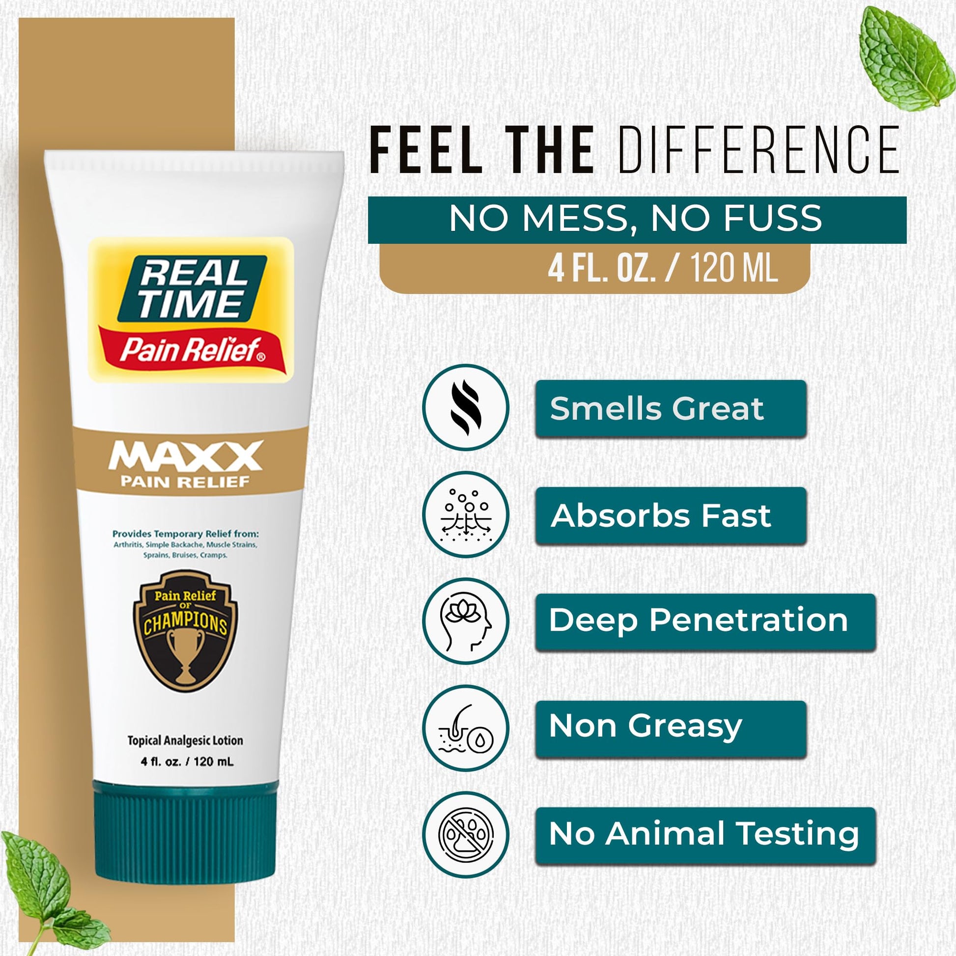 Real Time Pain Relief MAXX 4oz Tube | 18 Natural Ingredients: Arnica, Menthol & Peppermint | Maximum Strength Muscle Pain Relief Lotion for Arthritis, Hands, Ankles, Back, Shoulders, Knees & Joints Real Time Pain Relief uk supplements