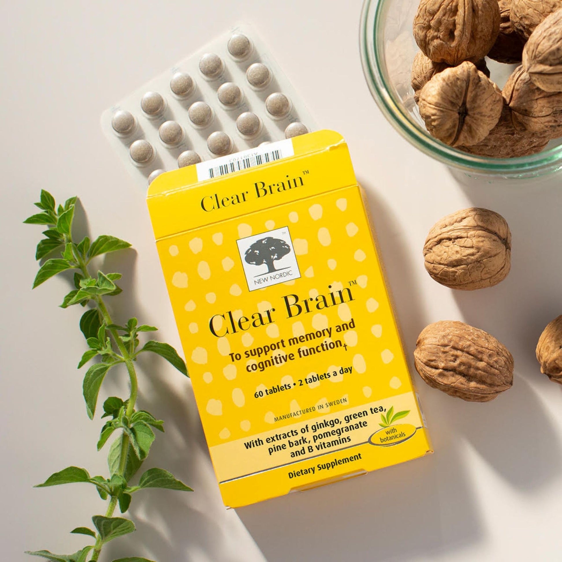 New Nordic Clear Brain Tablets, Supports Normal Cognitive Health and Memory, with Green Tea and Walnut, Swedish Made, 60 Count (Pack of 1) NEW NORDIC uk supplements