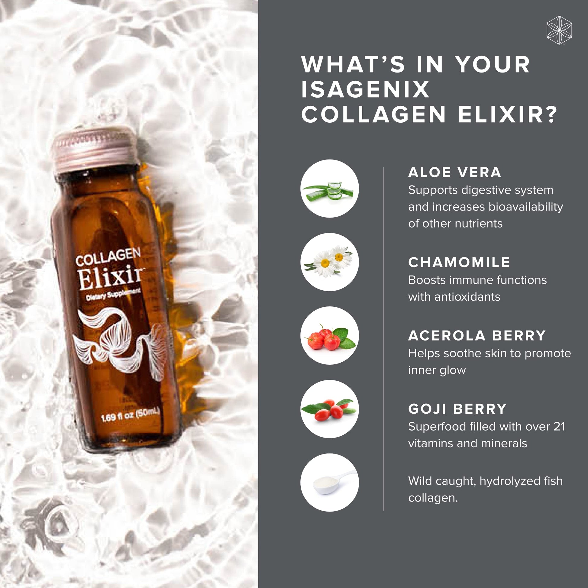 Isagenix Collagen Elixir - Collagen Drink with Marine Collagen Peptides - Liquid Collagen Isagenix uk supplements