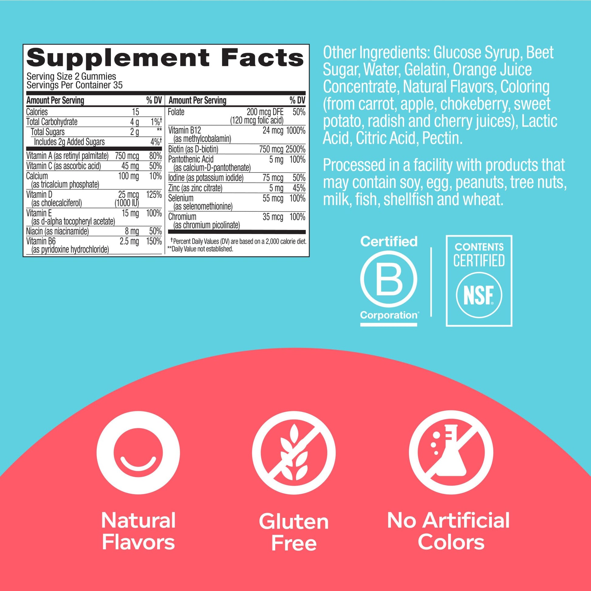 OLLY Teen Girl Multi Gummy, Healthy Skin and Immune Support, 15 Essential Vitamins OLLY uk supplements