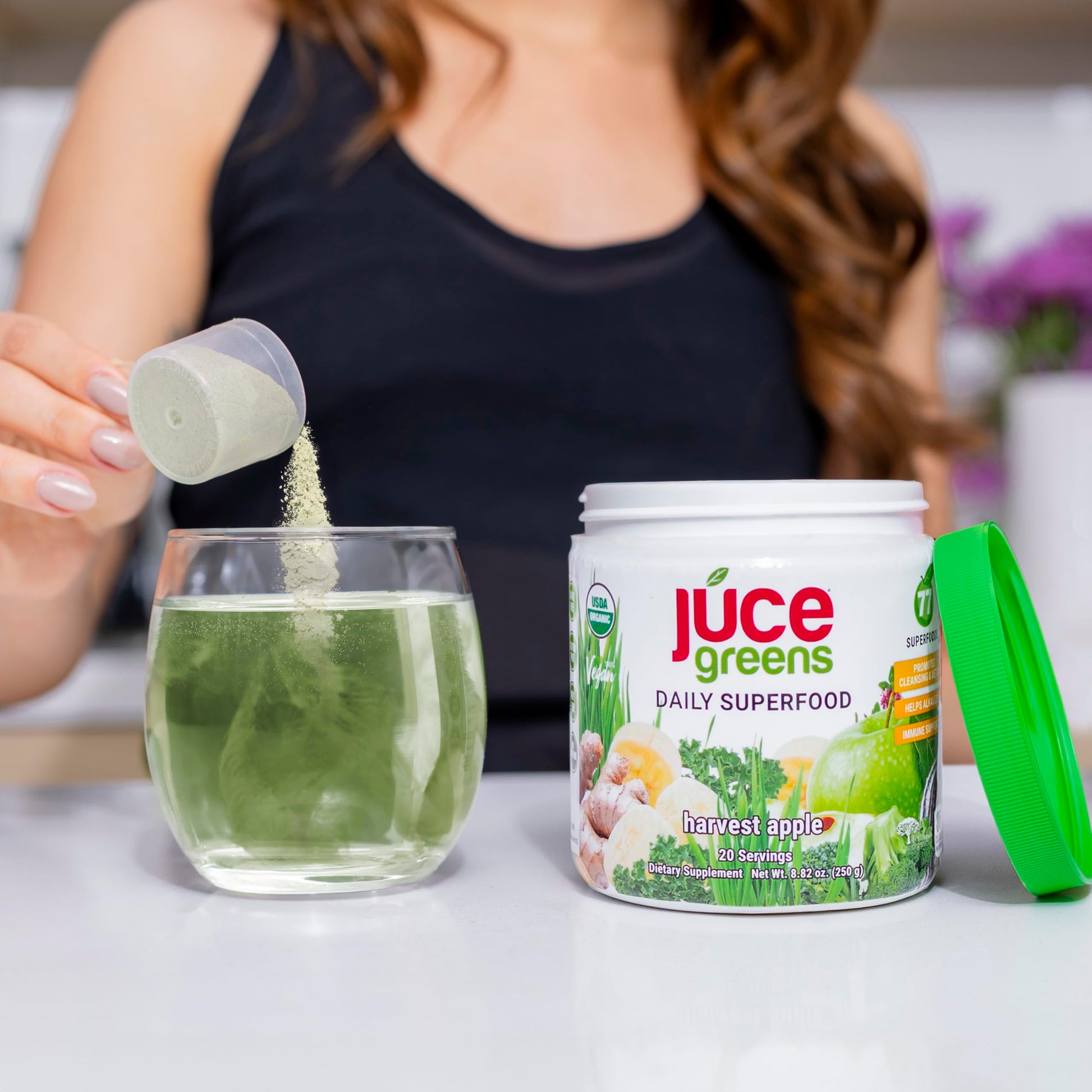 Terra Kai Organics JUCE Green Superfood Powder, Organic Fruits and Veggies Supplement W/ 77 Superfoods Plus Prebiotic Probiotic Blend, Harvest Apple Flavor - 20 Servings (250 g) Terra Kai Organics uk supplements