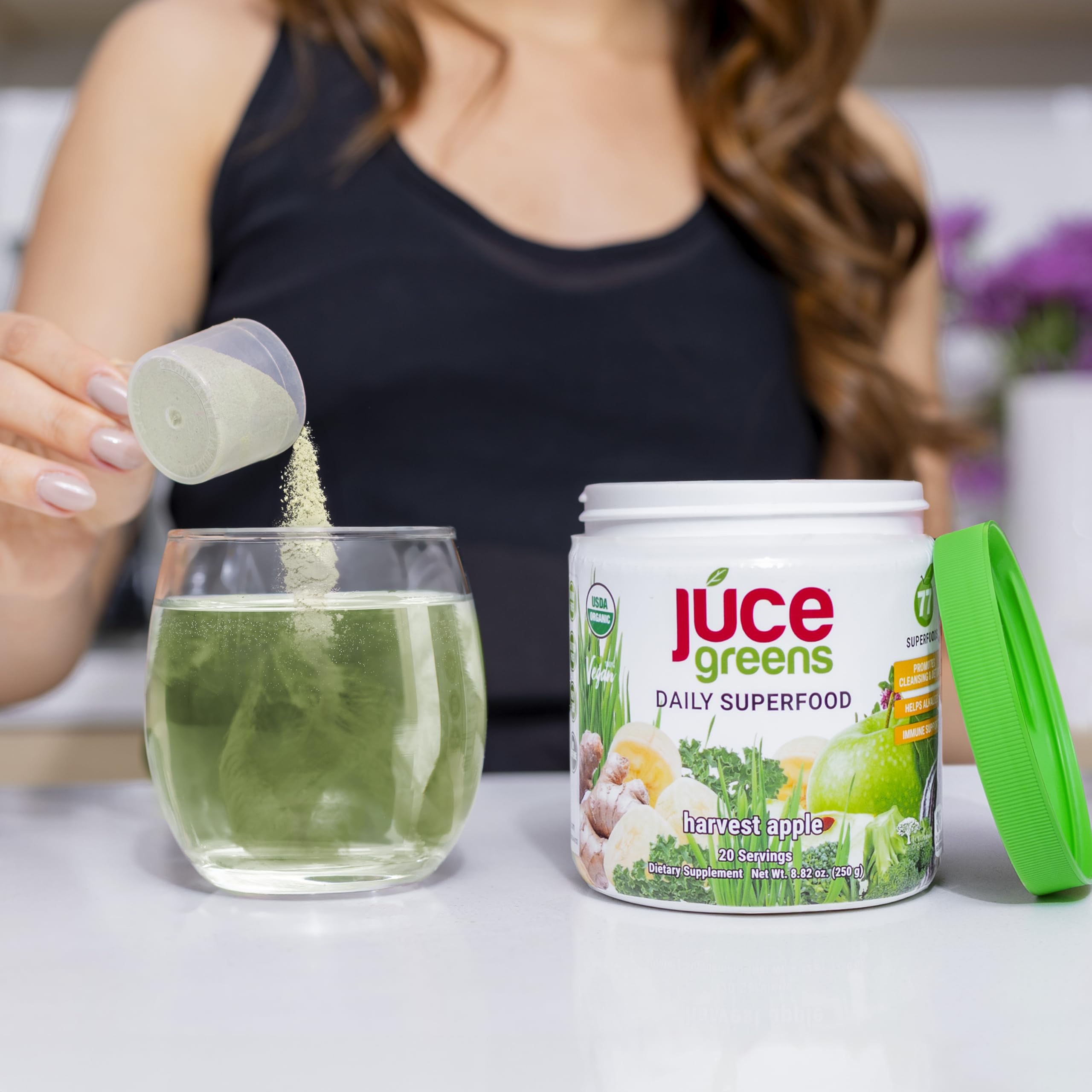 Terra Kai Organics JUCE Green Superfood Powder, Organic Fruits and Veggies Supplement W/ 77 Superfoods Plus Prebiotic Probiotic Blend, Harvest Apple Flavor - 20 Servings (250 g) Terra Kai Organics uk supplements