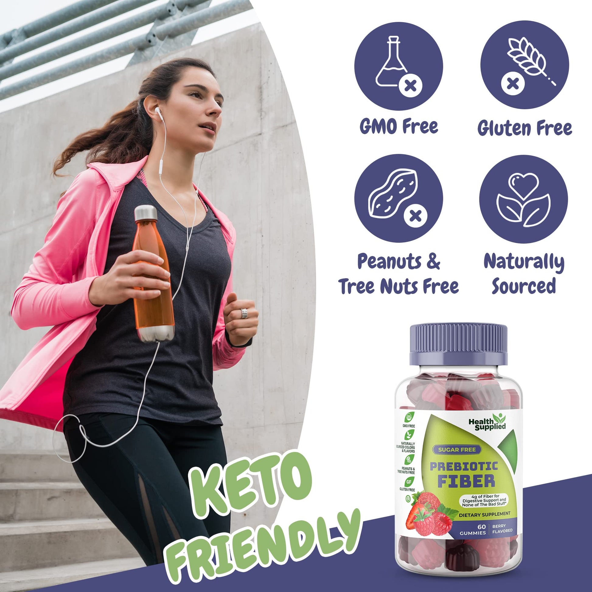 Fiber Prebiotic Gummies Sugar Free, Keto Friendly | Gut Cleansing, Digestive Health Regularity Health Supplied uk supplements