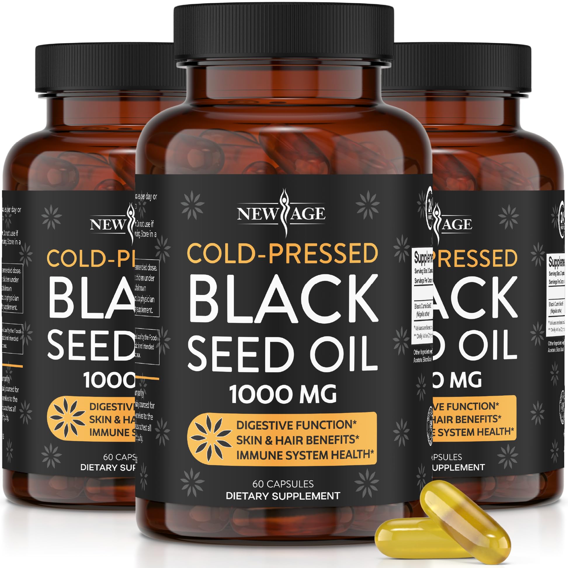 Black Seed Oil Softgel Capsules - Premium Cold-Pressed Nigella Sativa Producing Pure NEW AGE uk supplements