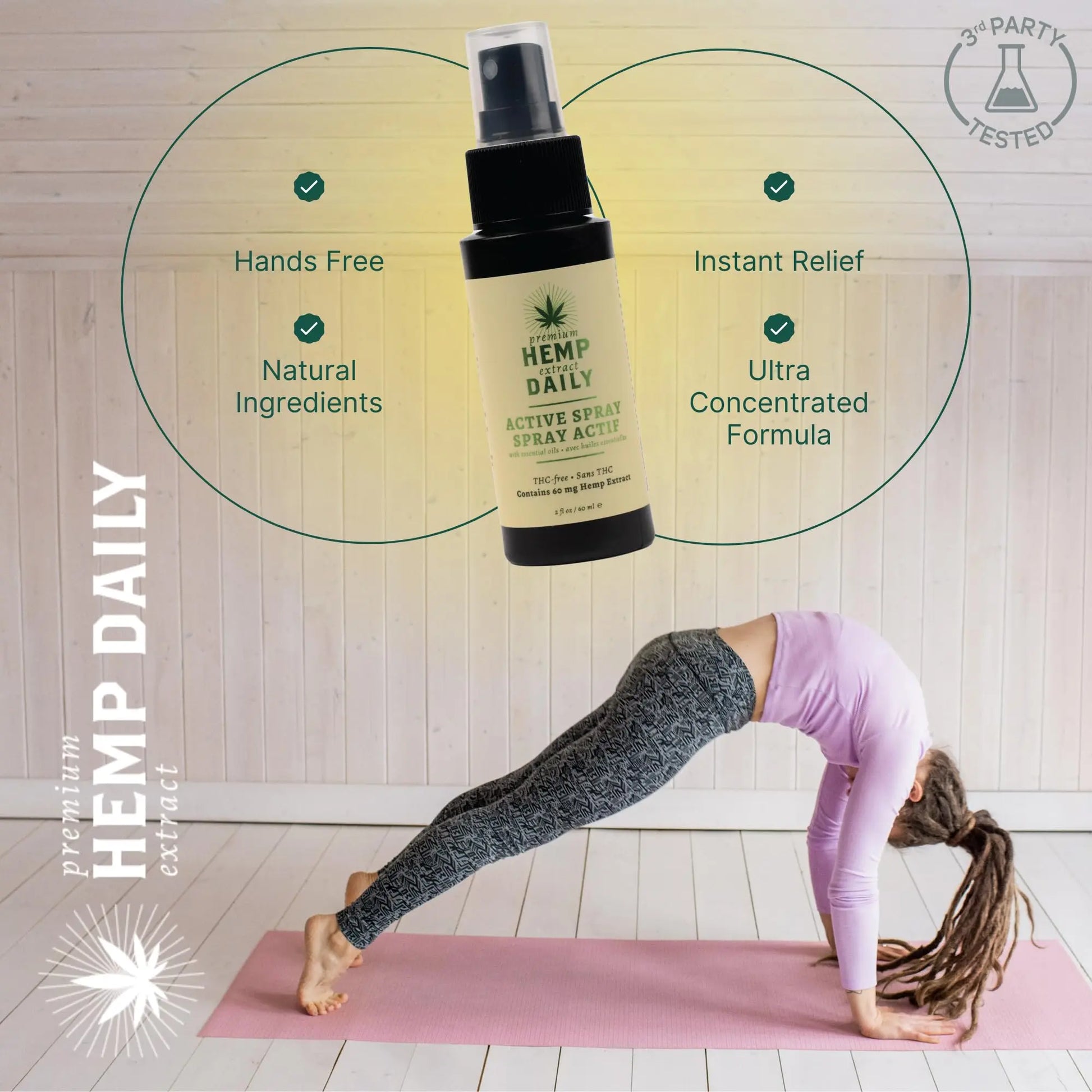 Hemp Daily Active Spray | Hemp Spray with Essential Oils | Vegan, Organic Ingredients | 2 Fluid Ounces (Original Spray, Single) Premium Hemp Extract Daily uk supplements