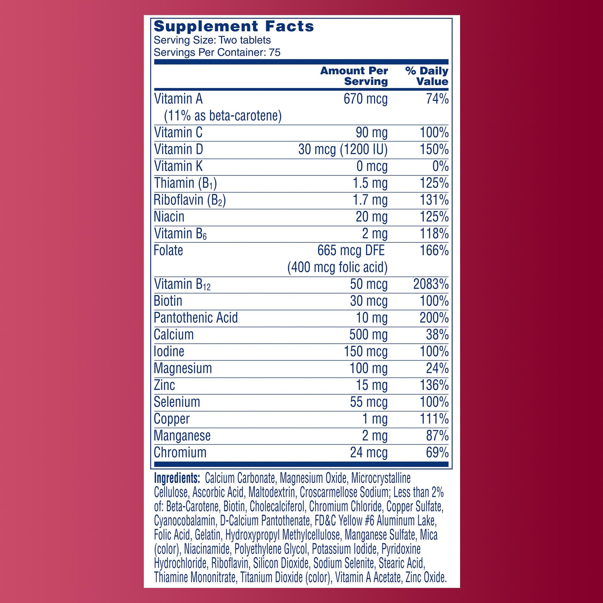 One A Day Proactive 65+, Mens & Womens Multivitamin, Supplement with Vitamin A, C, D, and Zinc to Support Bone Health & Cell Health, Calcium ONE A DAY uk supplements