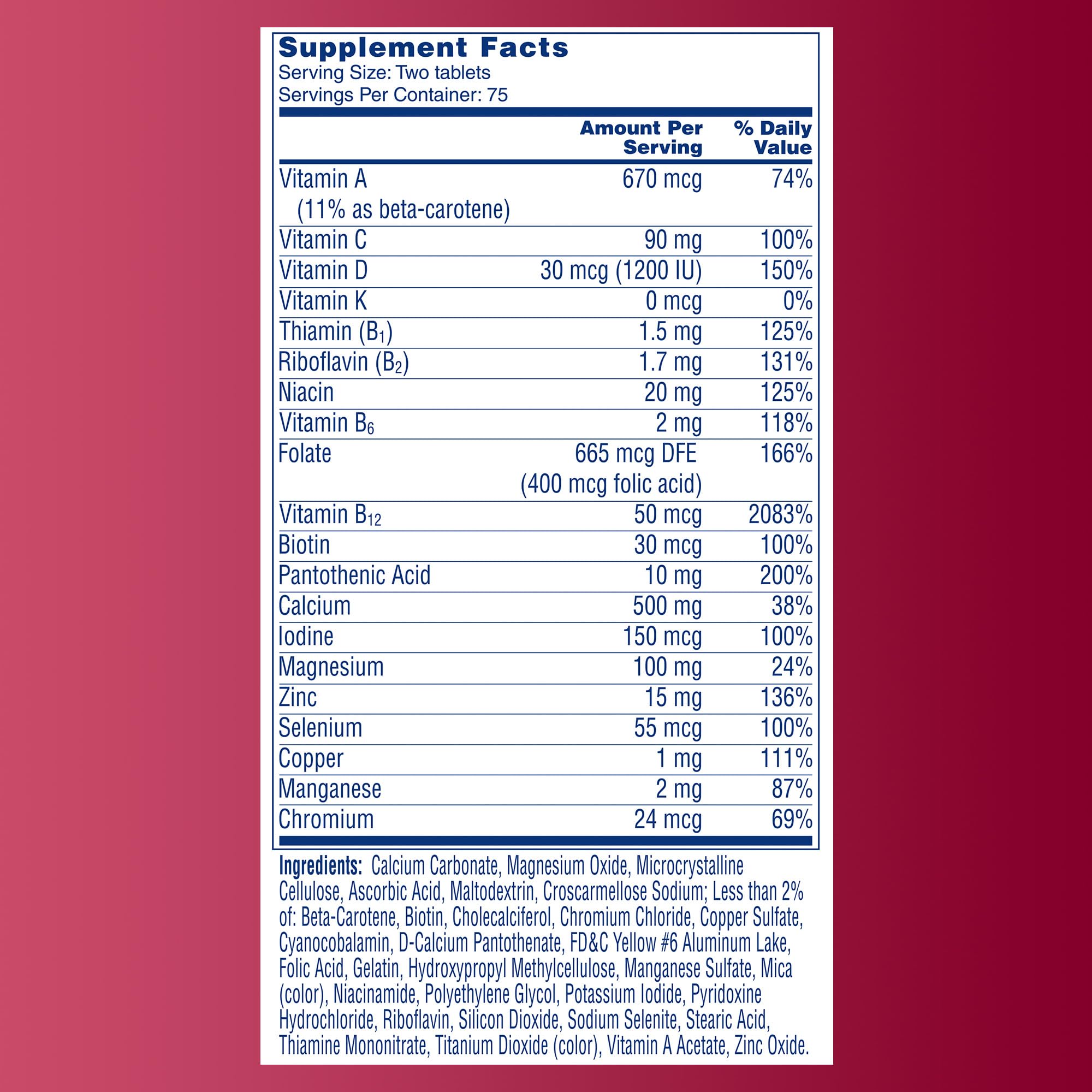 One A Day Proactive 65+, Mens & Womens Multivitamin, Supplement with Vitamin A, C, D, and Zinc to Support Bone Health & Cell Health, Calcium ONE A DAY uk supplements