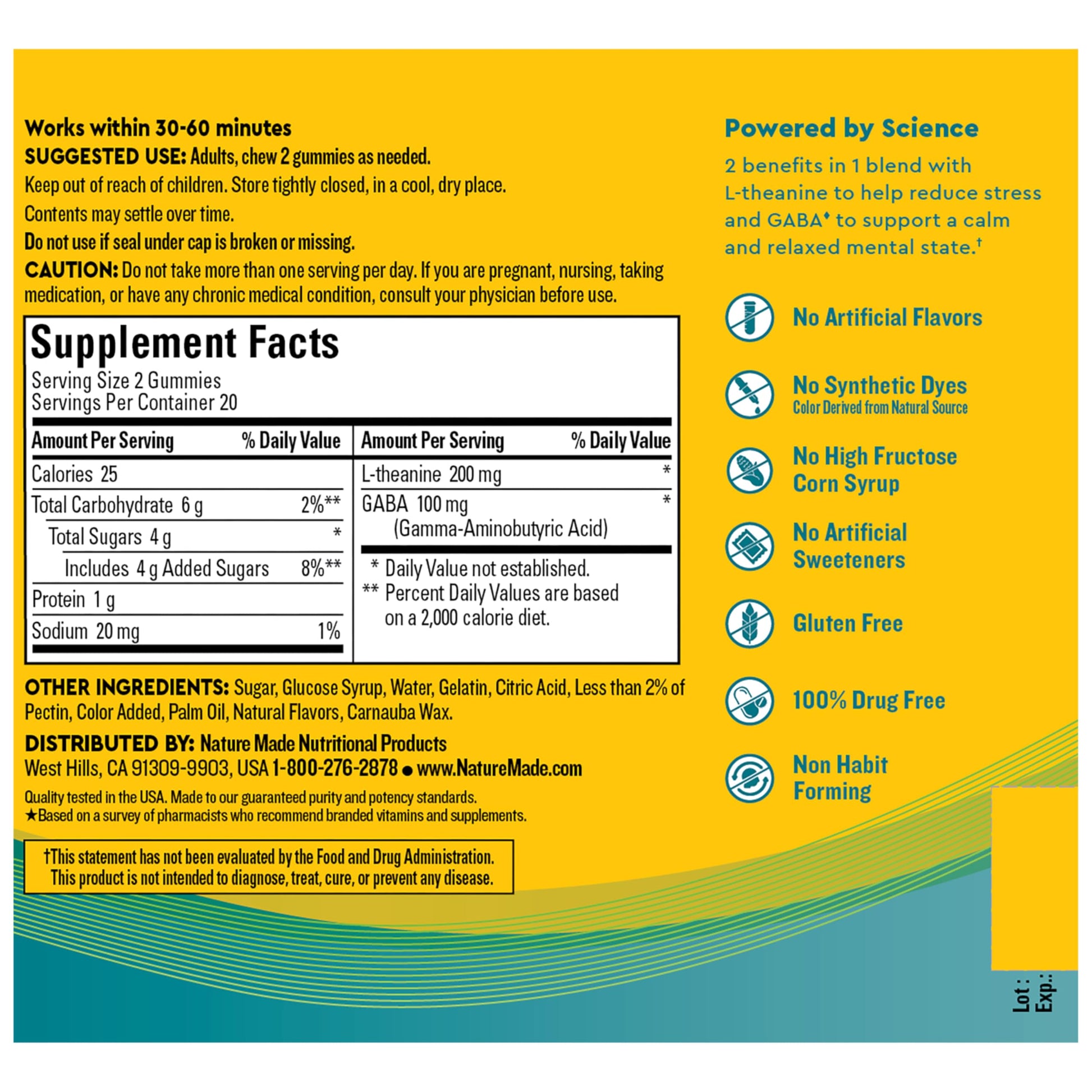 Nature Made Wellblends Stress Relief Gummies, L theanine 200mg to Help Reduce Stress, with GABA 100mg, Same Day Stress Support, 40 Strawberry Flavor Gummies Nature Made uk supplements