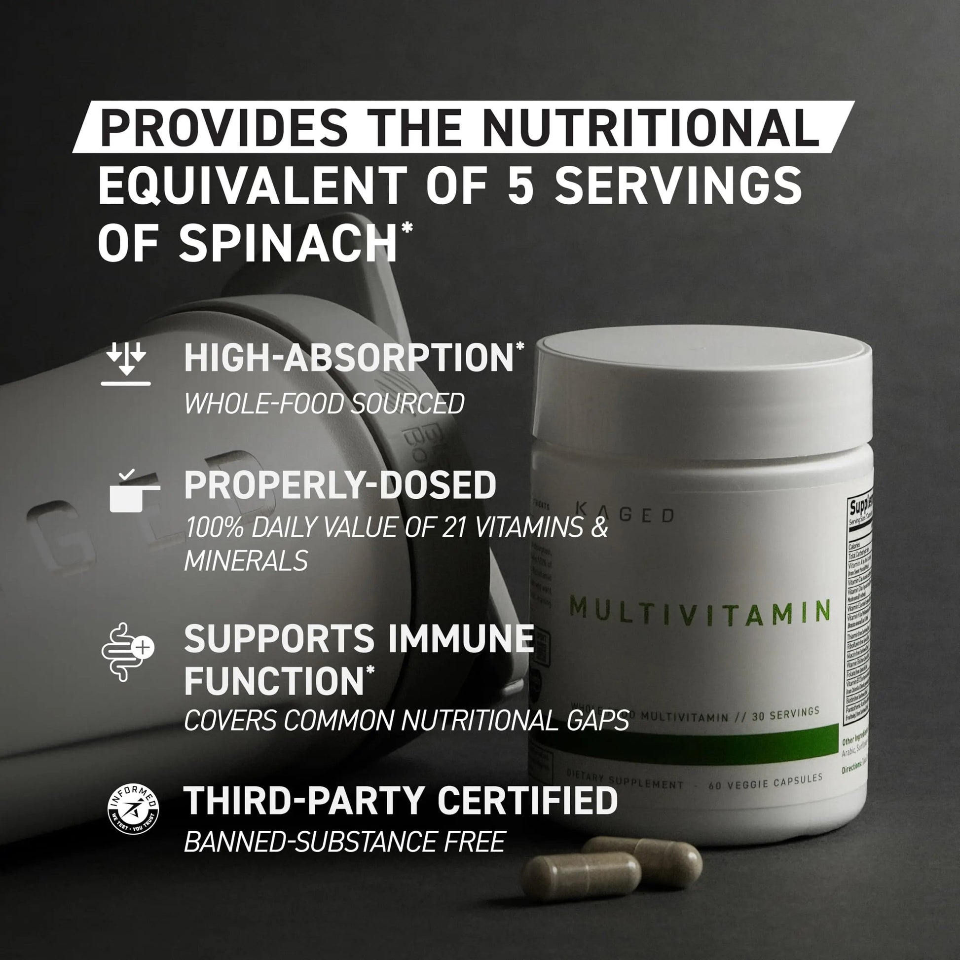Kaged Multivitamin Capsules | Unflavored | Whole Foods Organic Fruits & Veggies | Plant Based Vegan Multivitamin Kaged uk supplements
