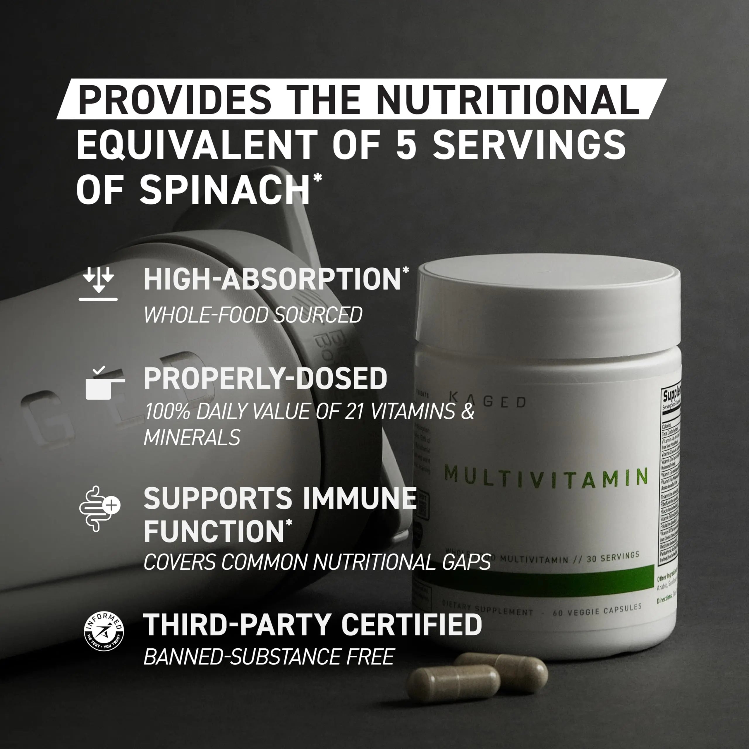 Kaged Multivitamin Capsules | Unflavored | Whole Foods Organic Fruits & Veggies | Plant Based Vegan Multivitamin Kaged uk supplements