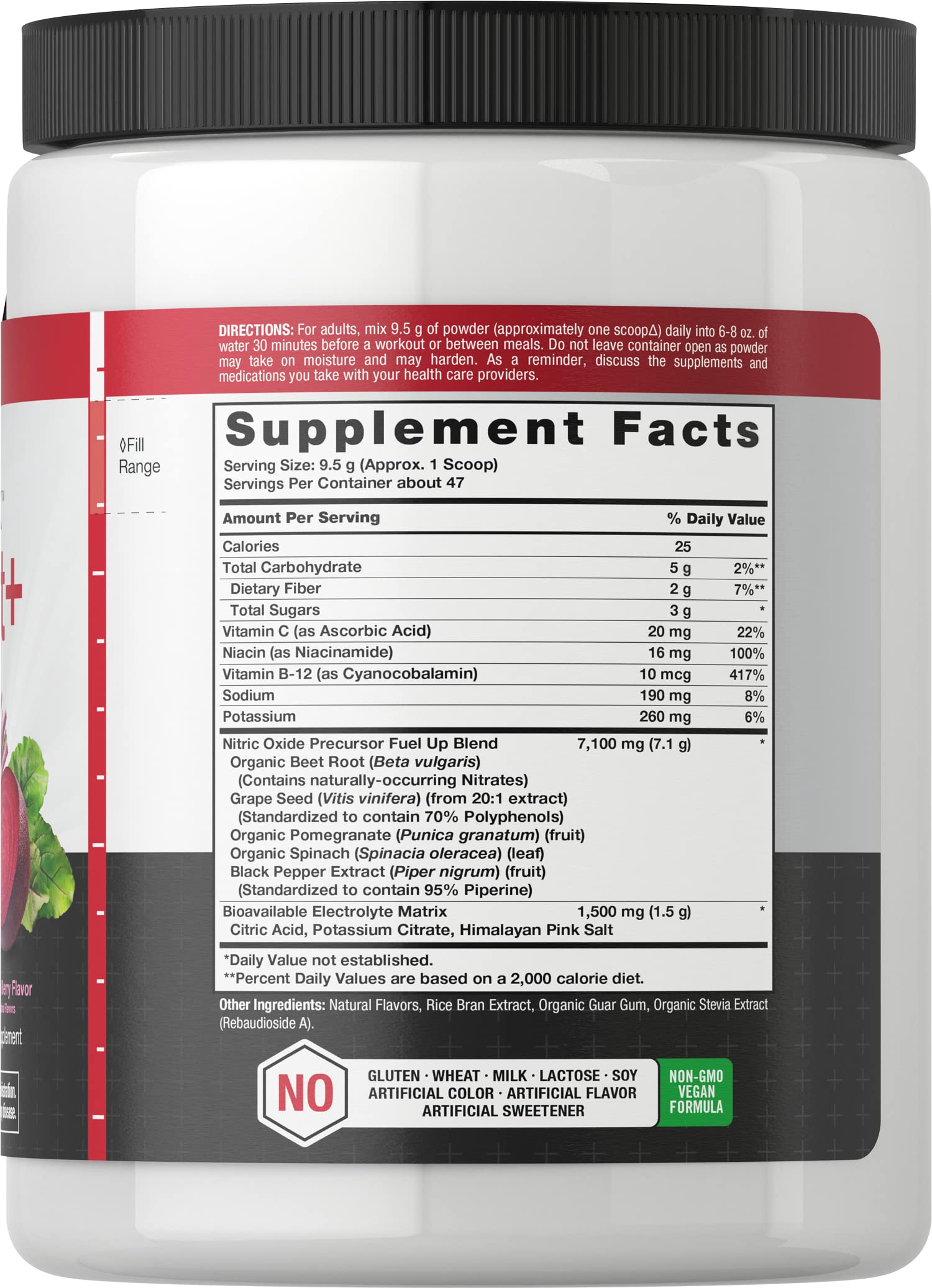 Nitric Oxide Beet Root Powder | 16 oz (454g) | Natural Mixed Berry Flavor | with Nitrates Horbäach uk supplements