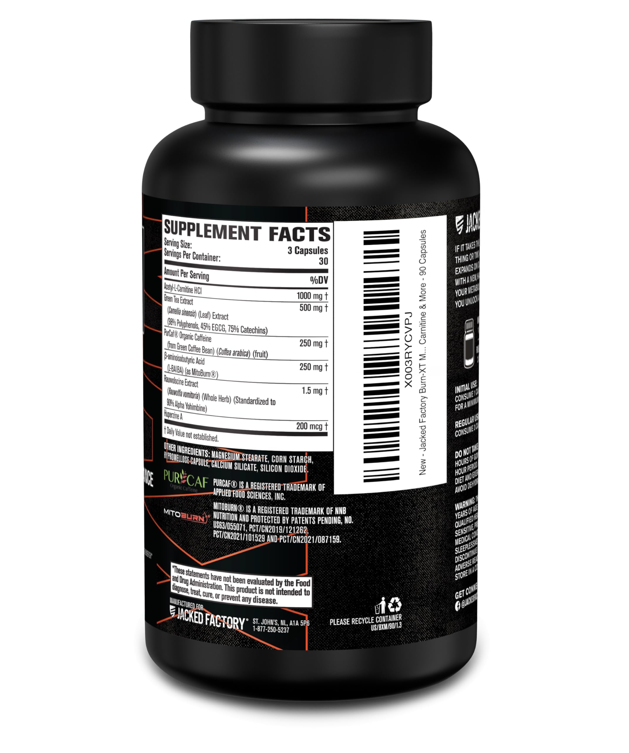 Jacked Factory Burn-XT Max - High-Performance Thermogenic Fat Burner & Appetite Suppressant for Weight Loss w/PurCaf Organic Caffeine, MitoBurn, Green Tea Jacked Factory uk supplements