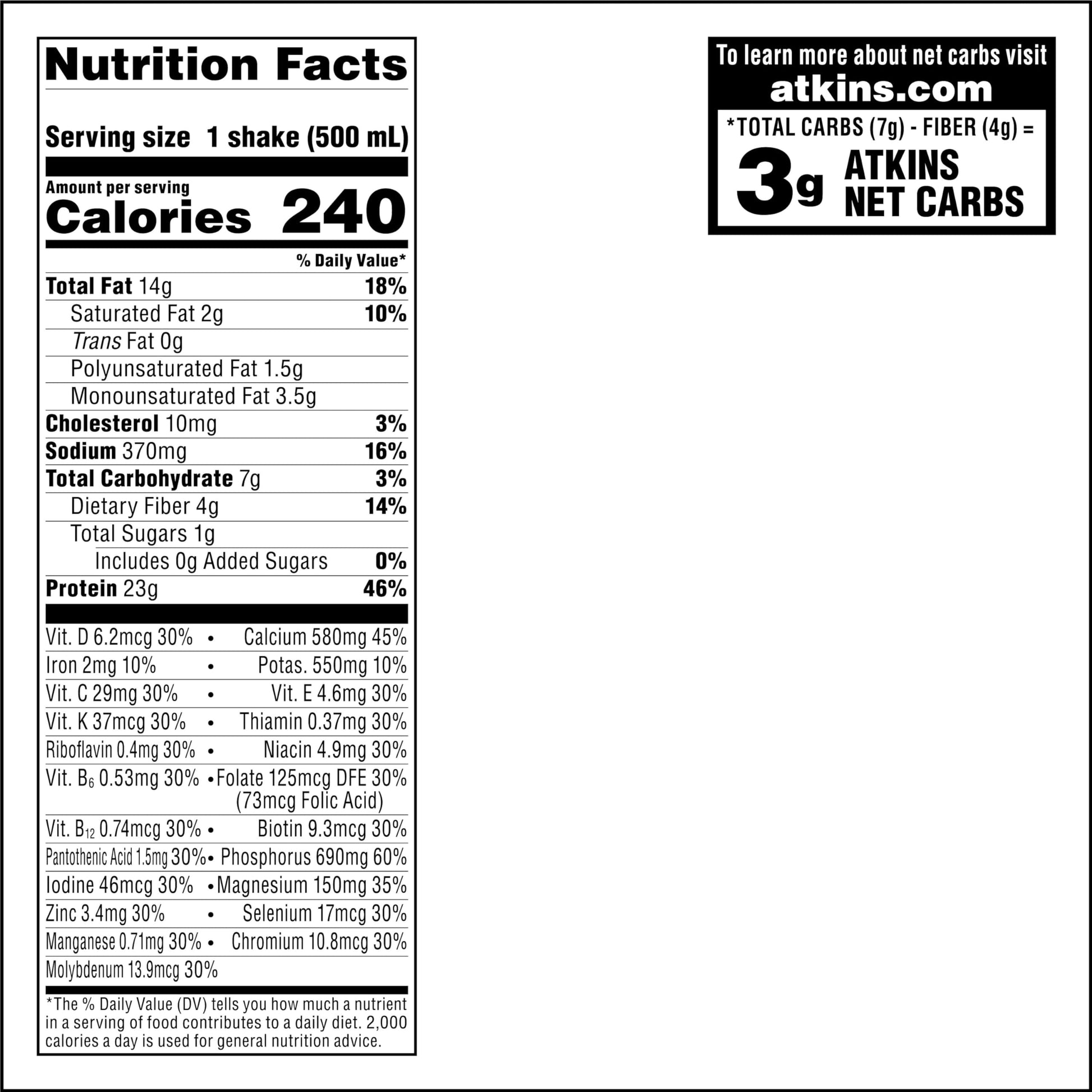 Atkins Vanilla Cream Meal Size Protein Shake, 23g Protein, Low Glycemic, 3g Carb Atkins uk supplements