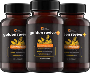 UpWellness Golden Revive + Joint Support Supplement Featuring Turmeric with Black Pepper, Quercetin, and Magnesium- Turmeric Boswellia Supplement - 6 Active Ingredients - 60 Capsules, 3 Pack UpWellness uk supplements