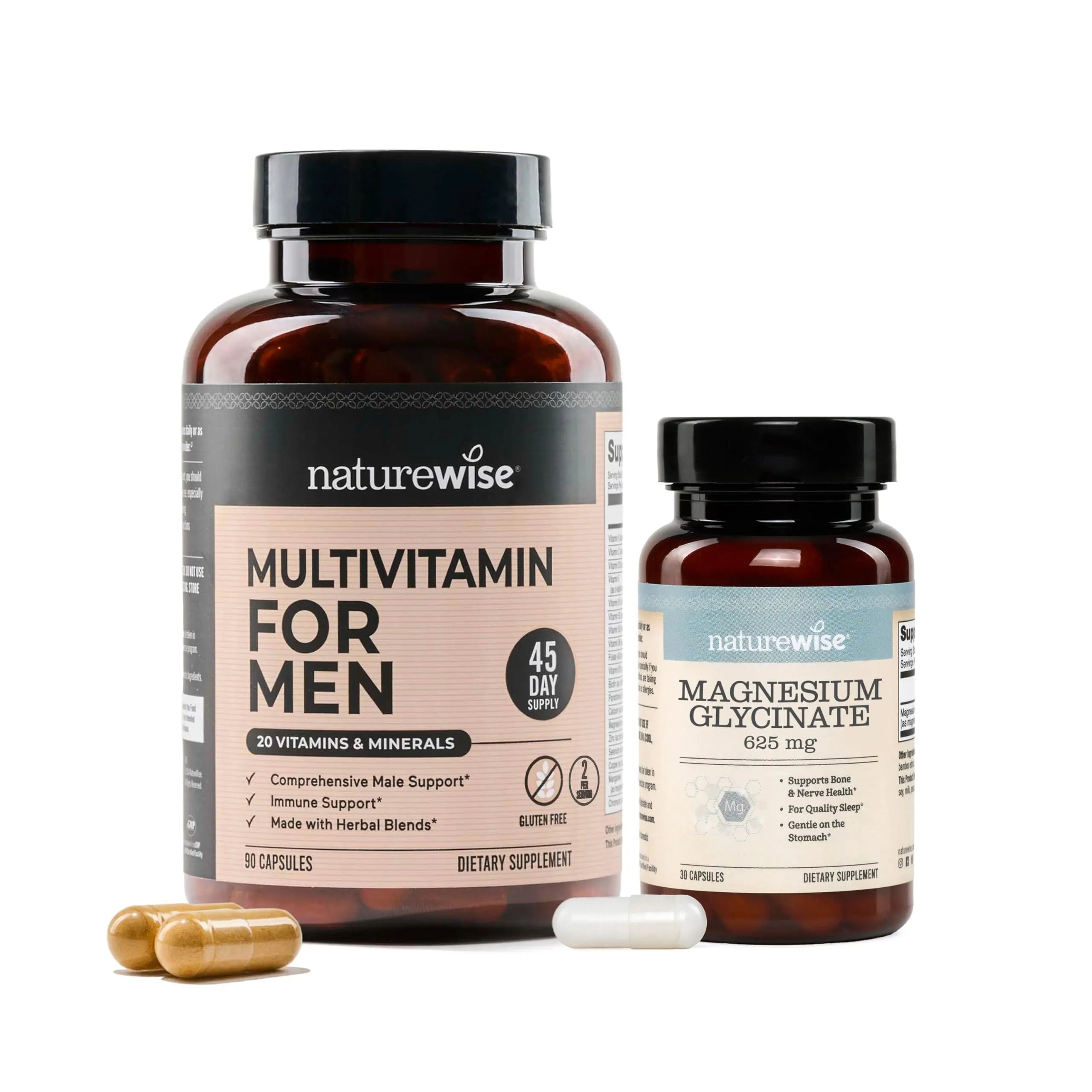 NatureWise [1] Multivitamin for Men - Non-GMO - 90 Capsules[45-Day Supply] + [1] Magnesium Glycinate 625mg - Chelated Magnesium - 30 Capsules[30-Day Supply] NatureWise uk supplements