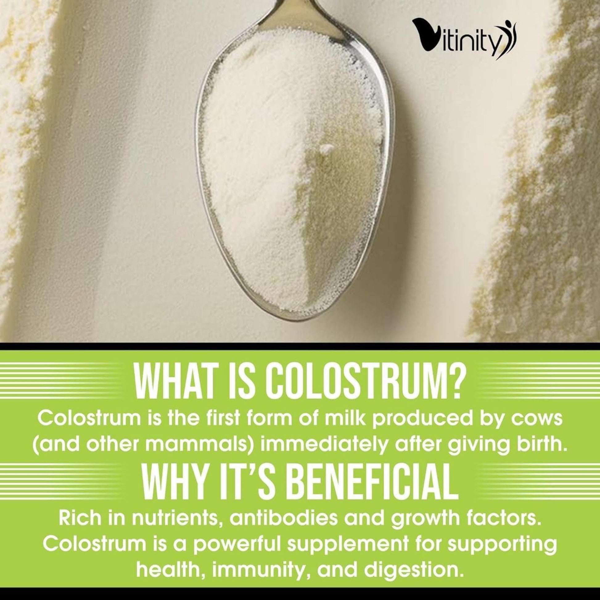 VITINITY Grass Fed Bovine Colostrum Powder for Humans 3000 mg - Natural IgG Colostrum Supplement Gut Health, Immune Support, Muscle Recovery, Wellness | Pure Colostrum Superfood,Unflavored 2 Pack VITINITY uk supplements