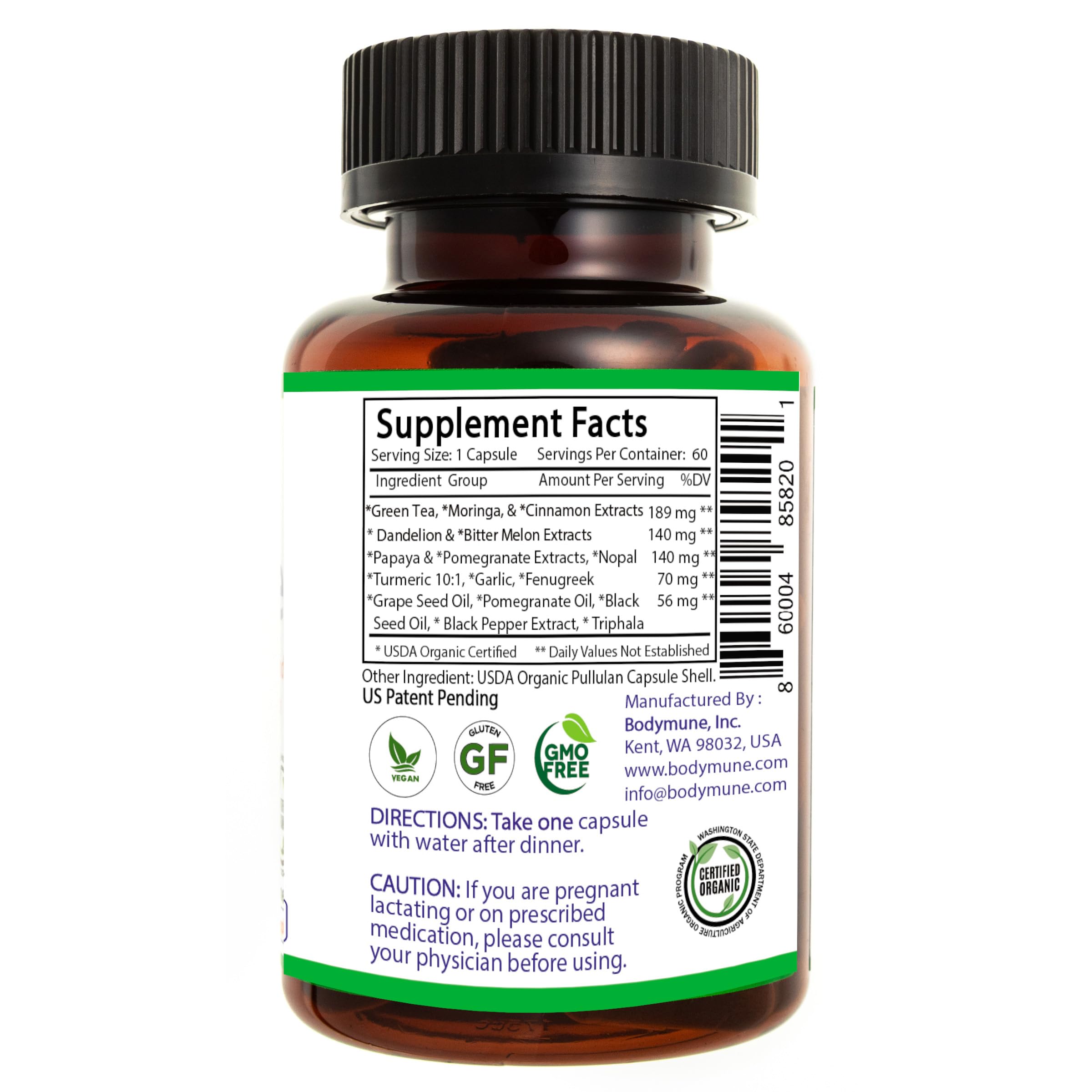 Bodymune Heart Health Blend Cholesterol Support – Organic Cardiovascular & Circulation Supplement – with Green Tea, Pomegranate & Black Seed Oil – 66 Capsules – USDA Organic, Vegan Bodymune uk supplements