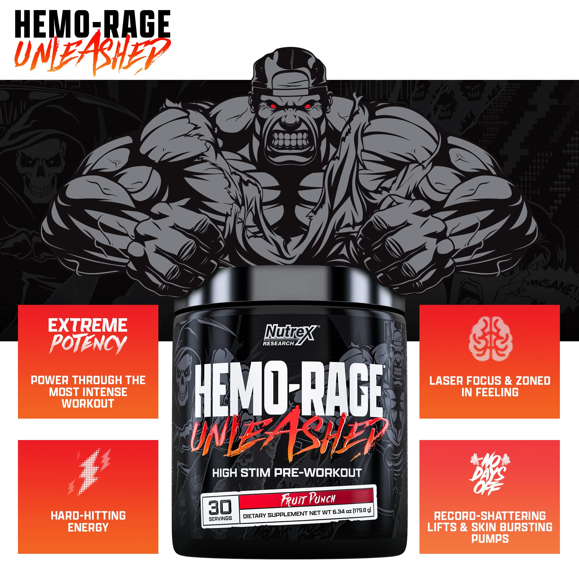 Nutrex Research Hemo-Rage Extreme High Stim Pre Workout Powder | Insane Lasting Energy Nutrex Research uk supplements
