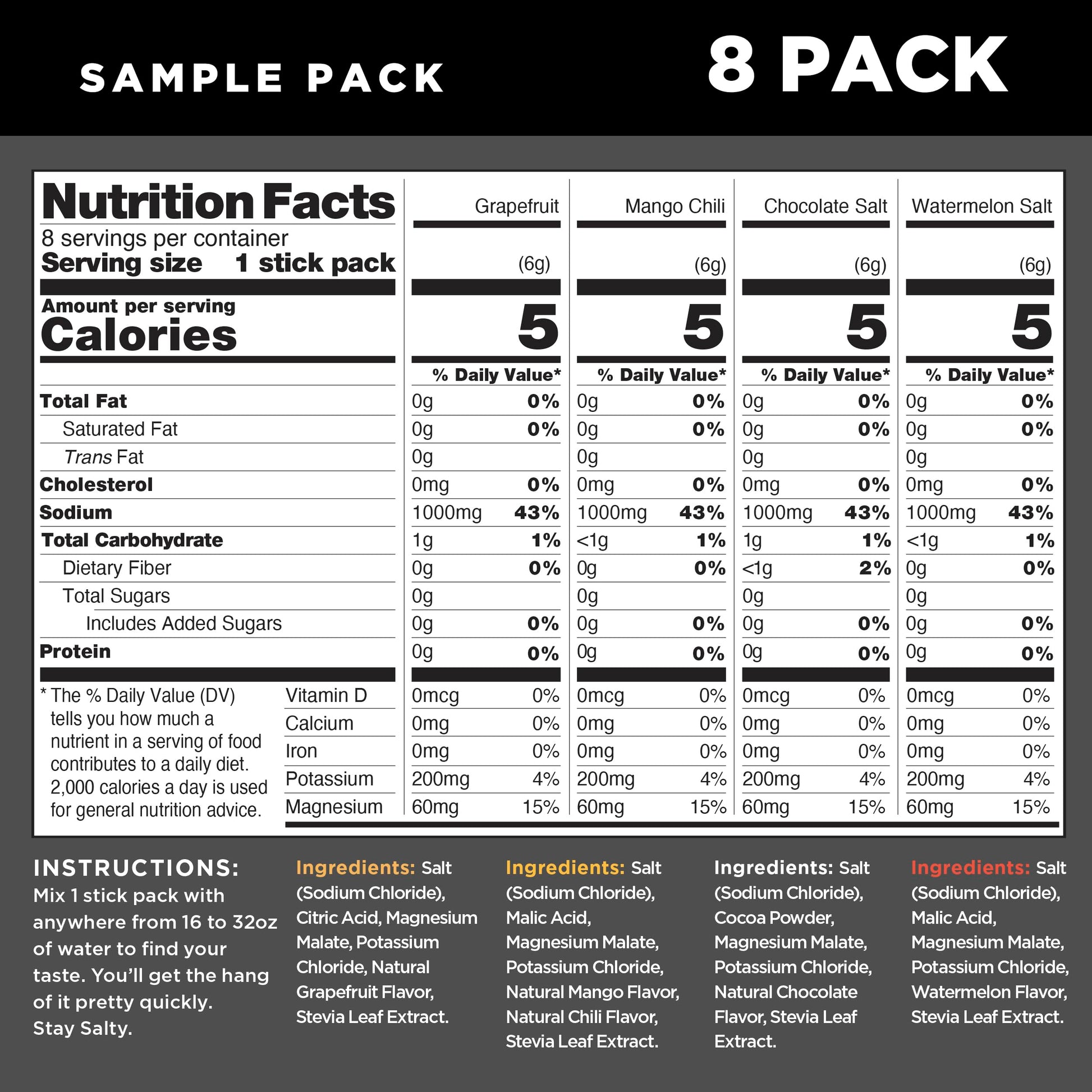 LMNT Zero Sugar Electrolytes - Sample Pack | Drink Mix | 8-Count Drink LMNT uk supplements