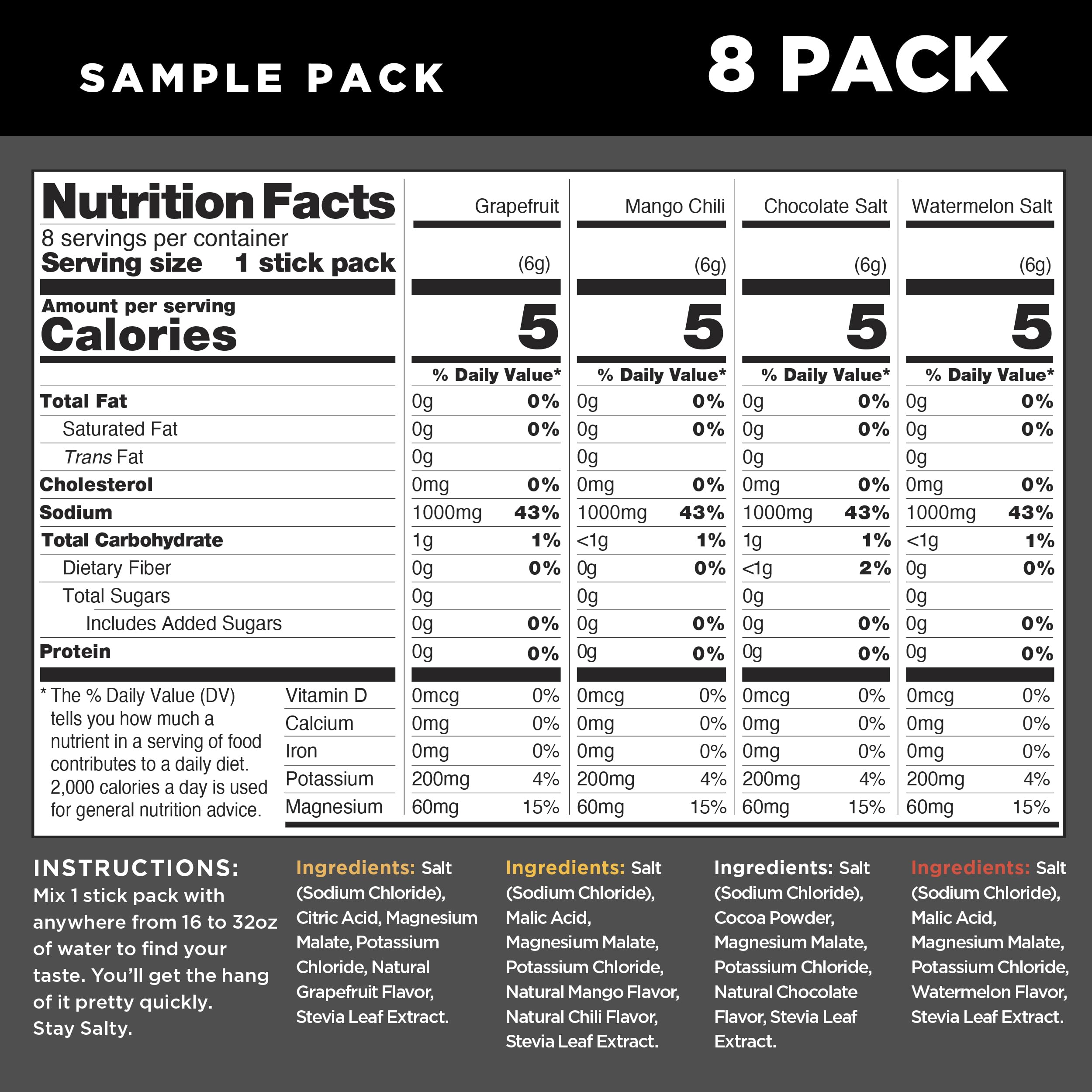 LMNT Zero Sugar Electrolytes - Sample Pack | Drink Mix | 8-Count Drink LMNT uk supplements
