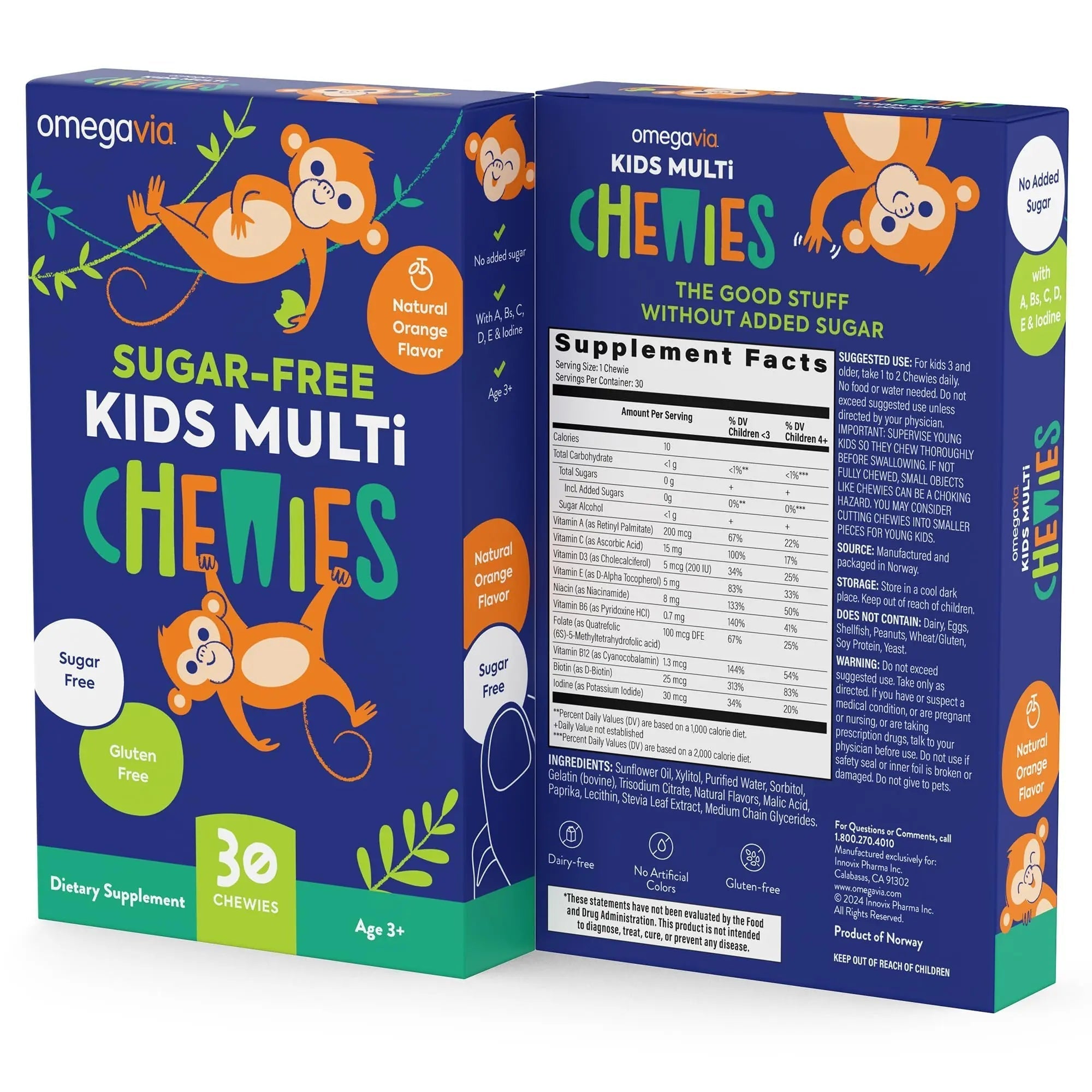 OmegaVia Sugar Free Kids Multivitamin Chewies - Daily Chewable Gummy Vitamins for Kids 3+ OmegaVia uk supplements