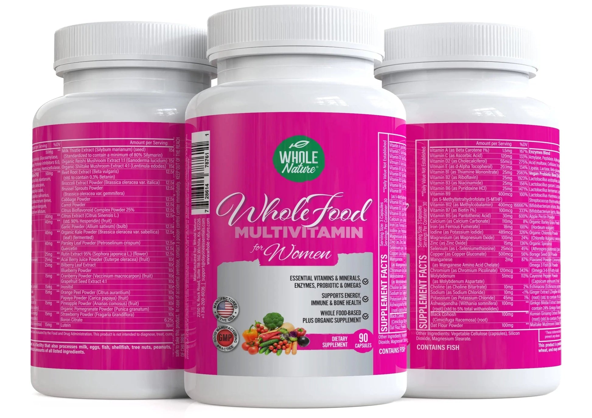 Whole Nature Whole Food Multivitamin for Women Womens Multi Vitamin with Folate, B12 Methyl, Vitamins, Minerals, Probiotics and Omegas Whole Nature uk supplements