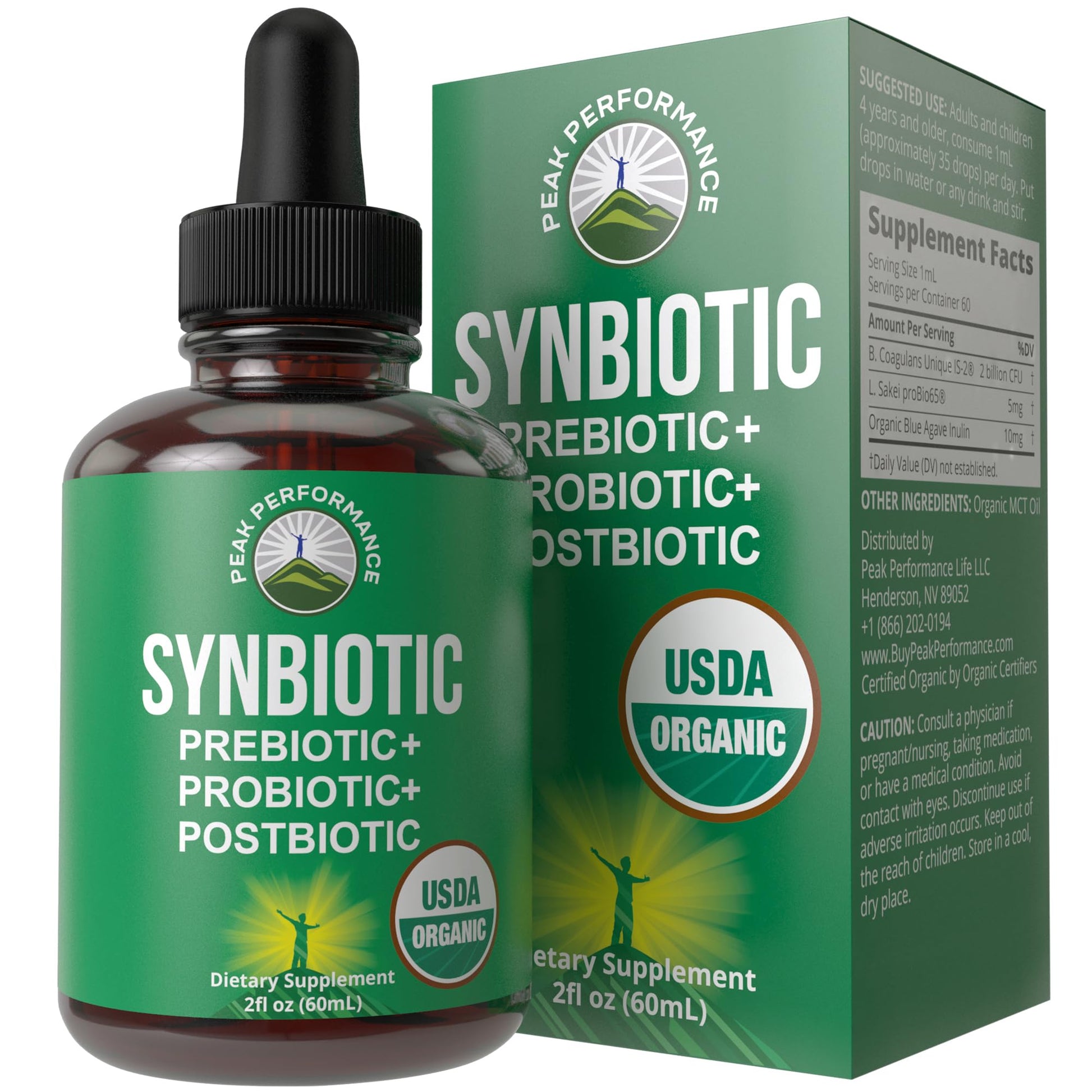 Organic Synbiotic = Prebiotics + Probiotics + Postbiotics 3-in-1 Supplement for Women, Men, & Kids. Pre, Pro, & Post Biotics Liquid Drops for Gut + Microbiome Balance. Made in USA, Vegan, Zero Sugar Peak Performance uk supplements