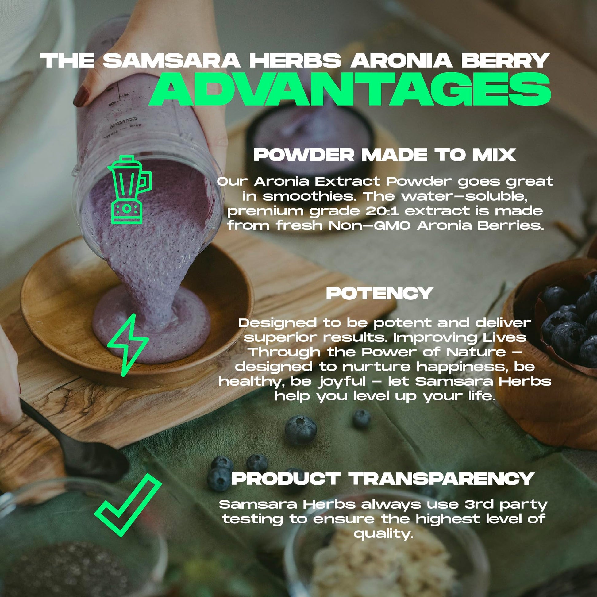 Samsara Herbs Aronia Berry 20:1 Extract Powder (16oz/454g) - Antioxidant, Flavonoids and Polyphenols Supplement - High ORAC - Native American Berry - Improved Wellbeing Samsara Herbs uk supplements