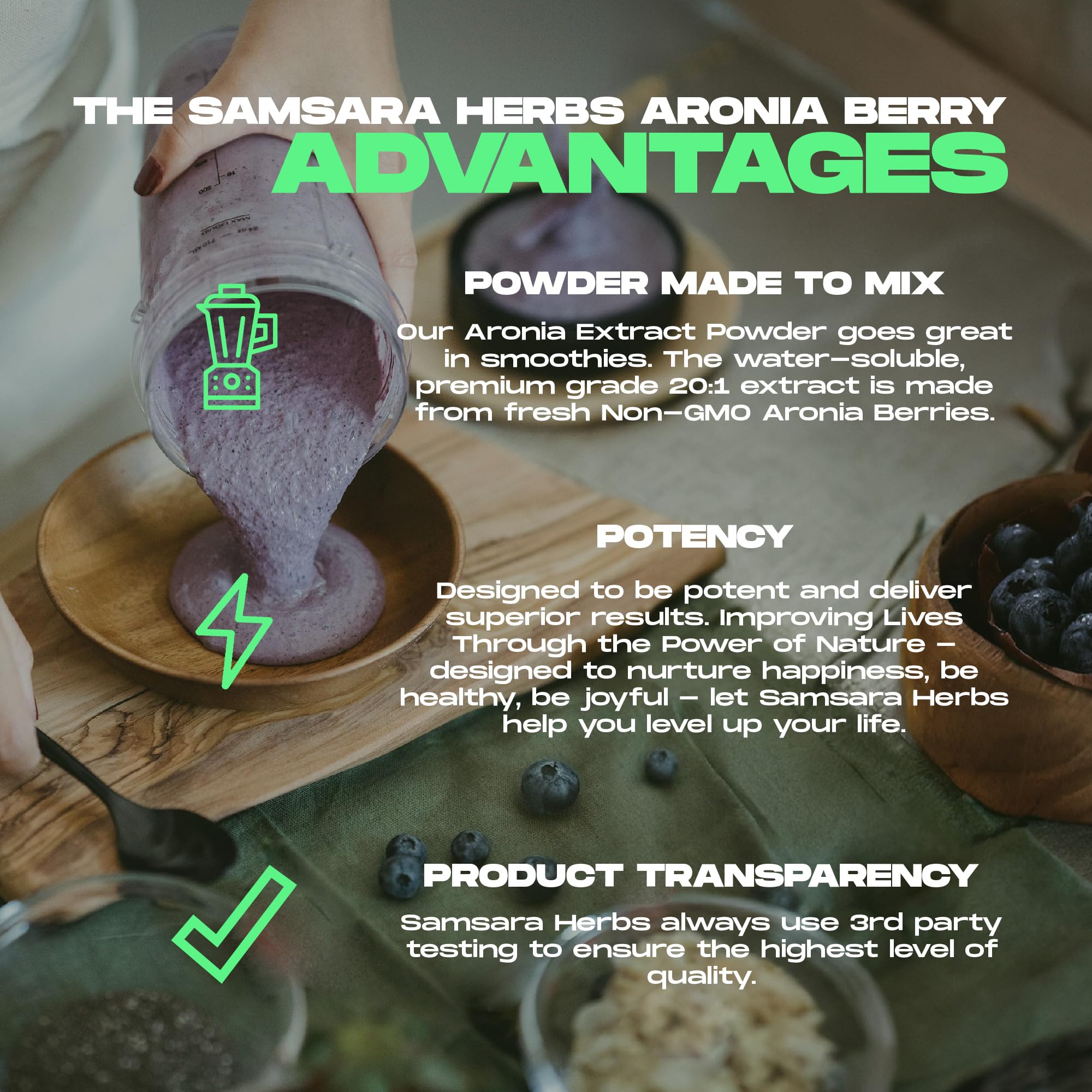 Samsara Herbs Aronia Berry 20:1 Extract Powder (16oz/454g) - Antioxidant, Flavonoids and Polyphenols Supplement - High ORAC - Native American Berry - Improved Wellbeing Samsara Herbs uk supplements