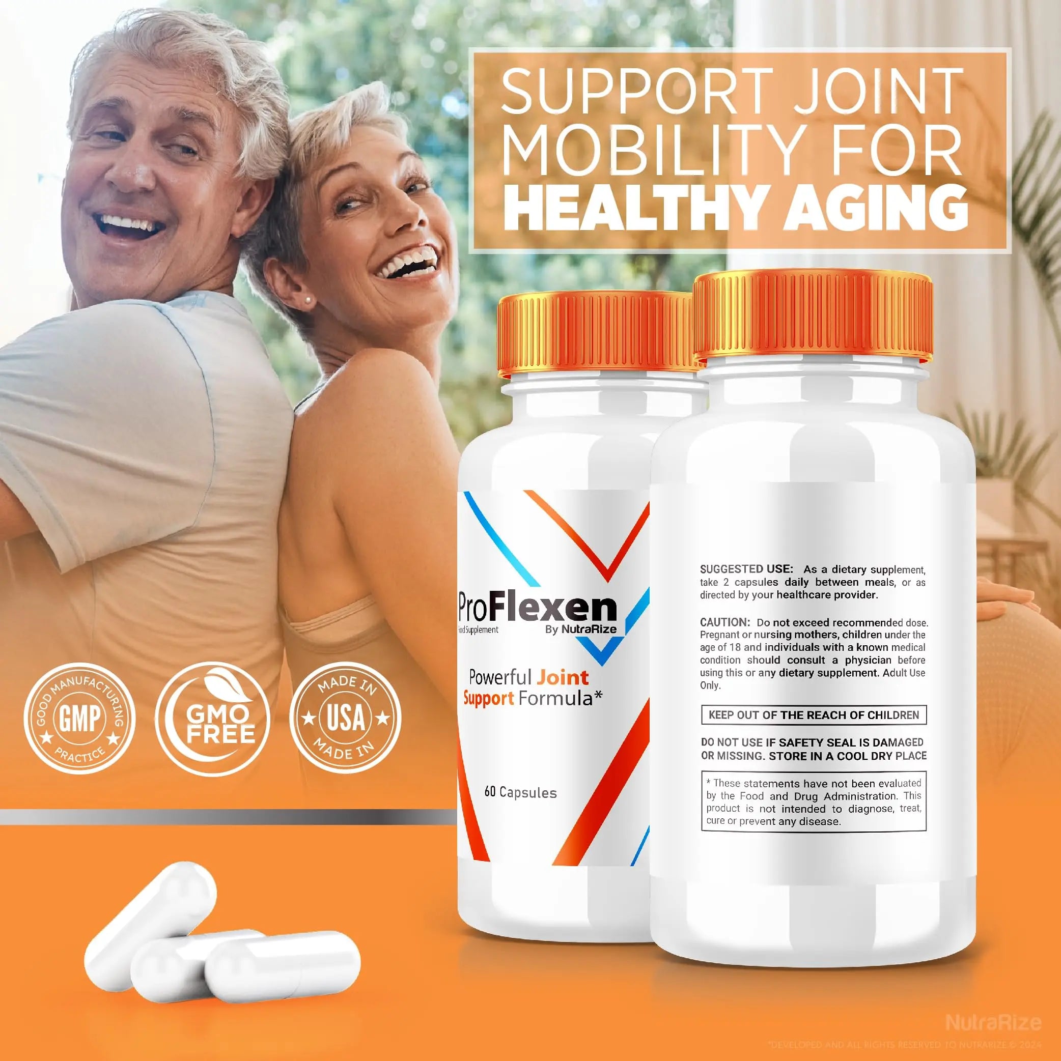 ProFlexen Capsules, ProFlexen Advanced Joint Support Formula, ProFlexen Collagen Support Pills, All Natural Supplement for Healthy and Flexible Joints, Official Pro Flexen Joint Reviews (60 Capsules) NutraRize uk supplements