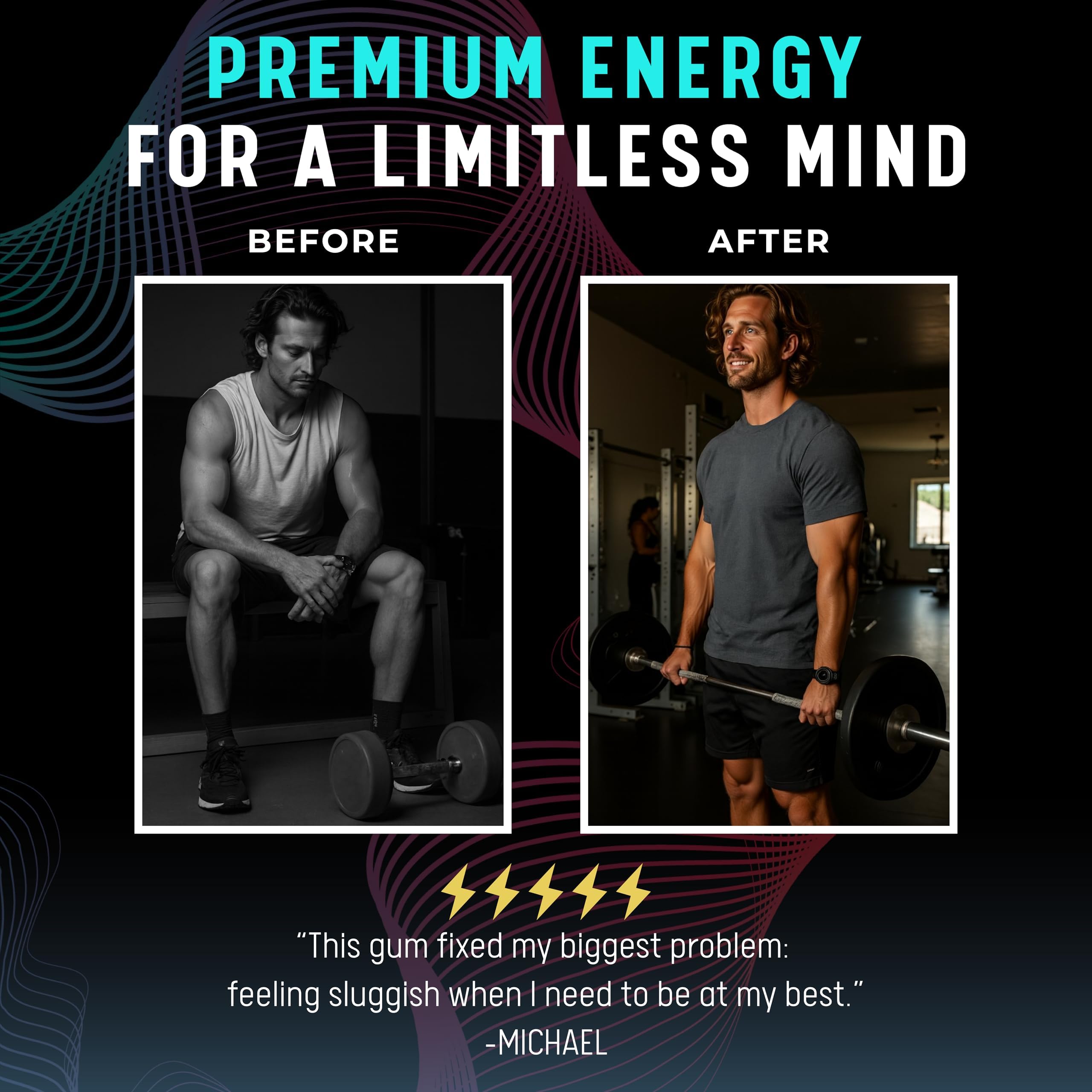 BIG GUM ENERGY & FOCUS – 80mg Caffeine + 40mg L-Theanine + 80mg Alpha GPC – Nootropic Chewing Gum for Focus, Energy & Execution – Icy Mint – 25 Pieces (5 Packs) Gym & Work Execution. UNCOMMON ELEMENTS uk supplements