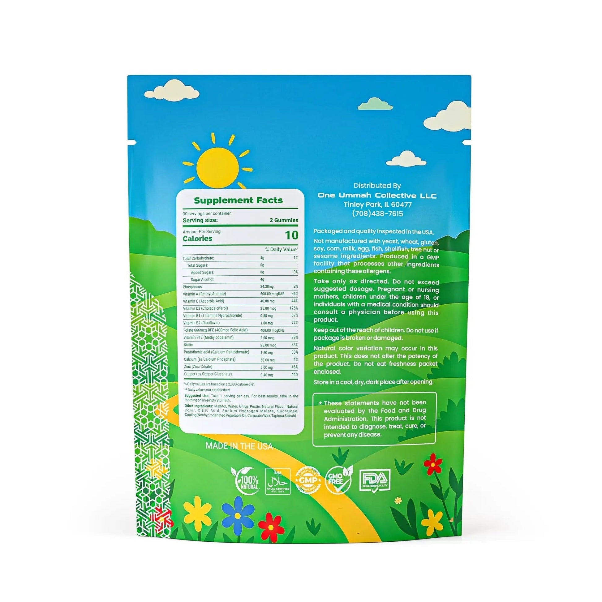 Halal Certified Kids Multivitamin Gummies - Sugar Free, Easy Digestion & High Absorption - Packed with Essential Nutrients One Ummah uk supplements