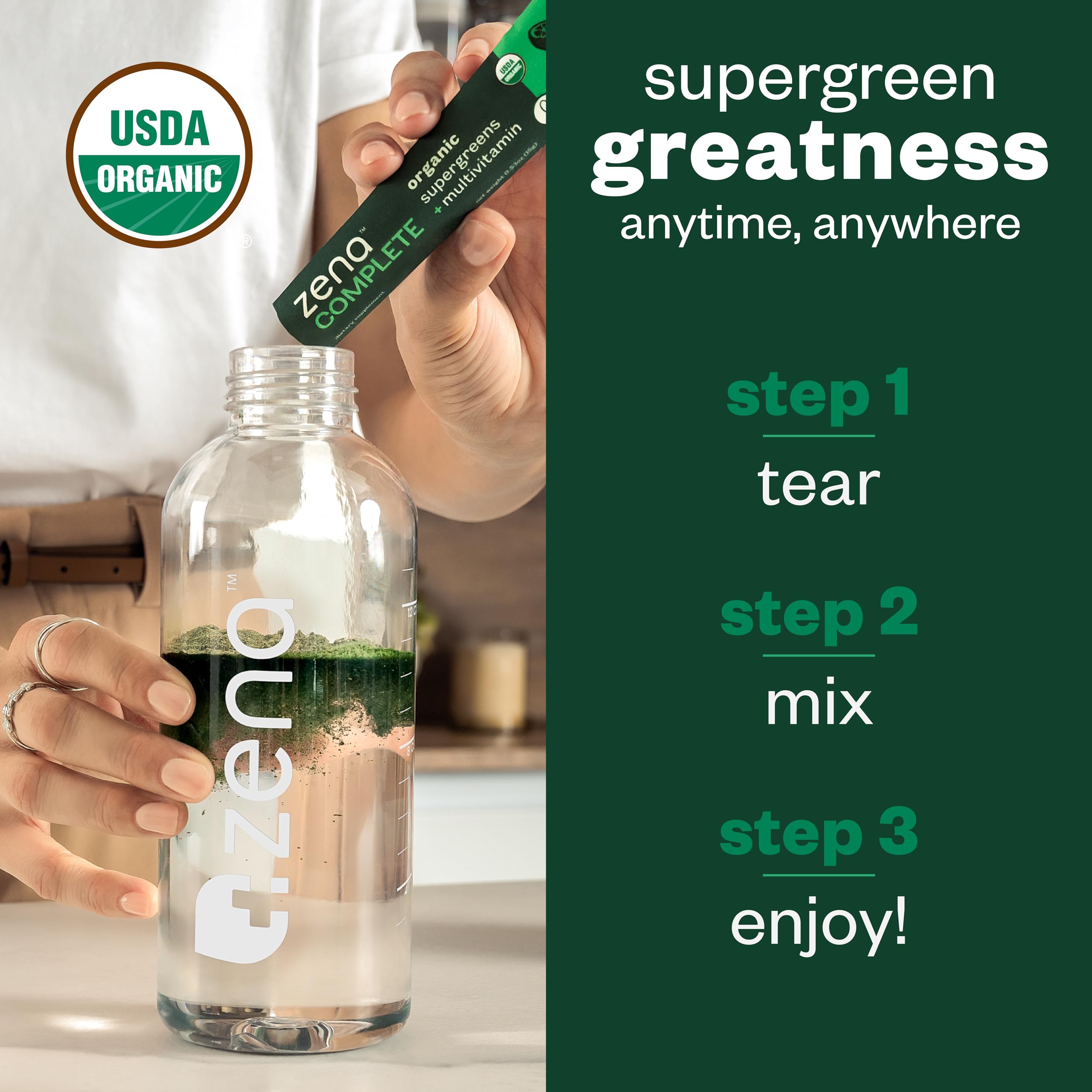 Zena Complete Organic Super Greens Powder & Multivitamin, 90+ Supergreens, Fruits, Veggies, Pre & Probiotics, Watermelon Citrus Flavor Zena Nutrition uk supplements