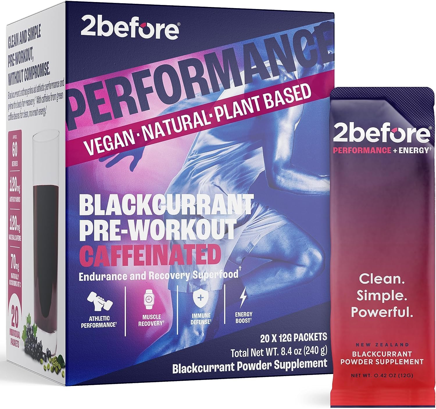 2before All Natural Vegan Pre Workout, with 120mg Caffeine I Clean Energy, Endurance 2before uk supplements