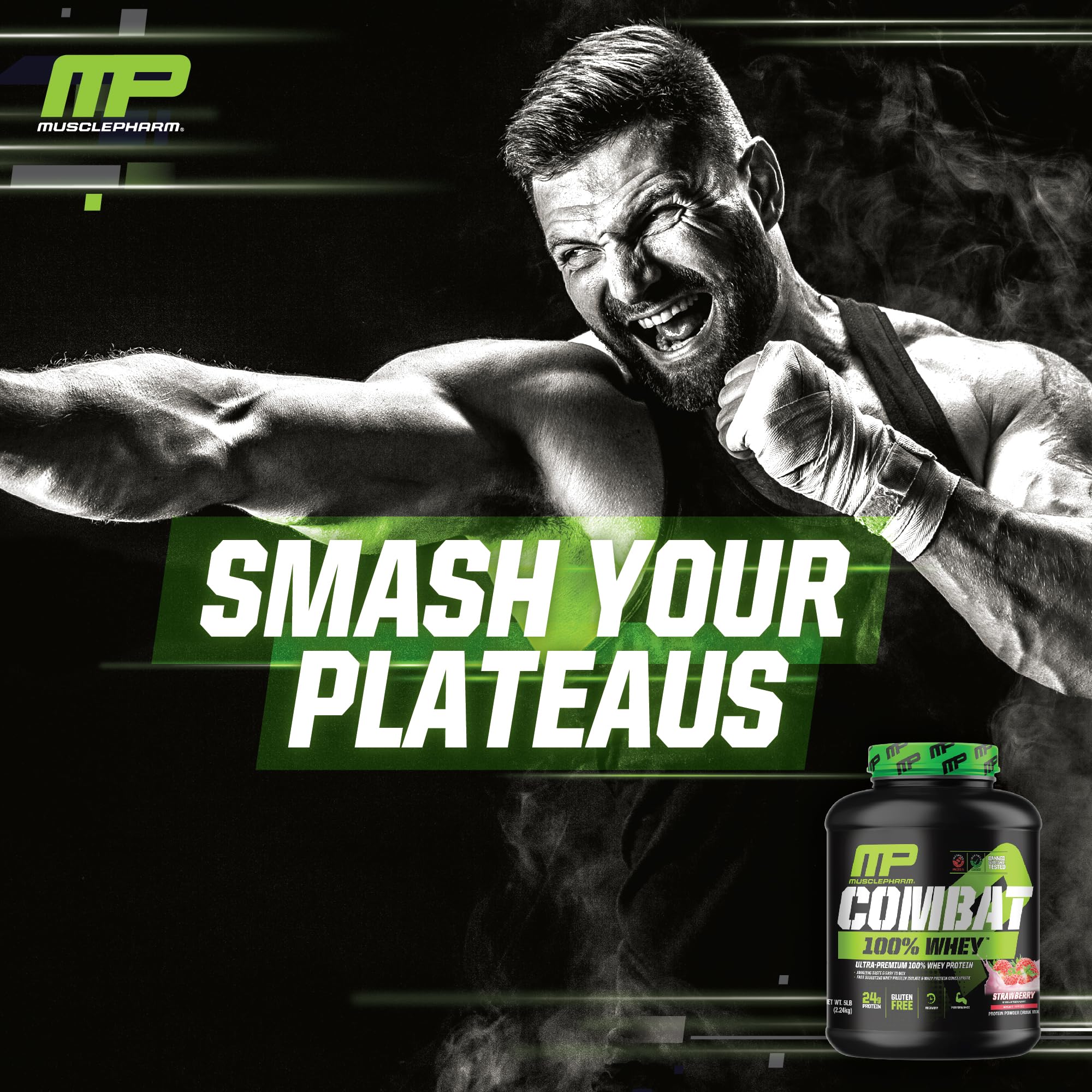 MusclePharm Combat 100% Whey Protein Powder, Strawberry Cream Flavor Muscle Pharm uk supplements