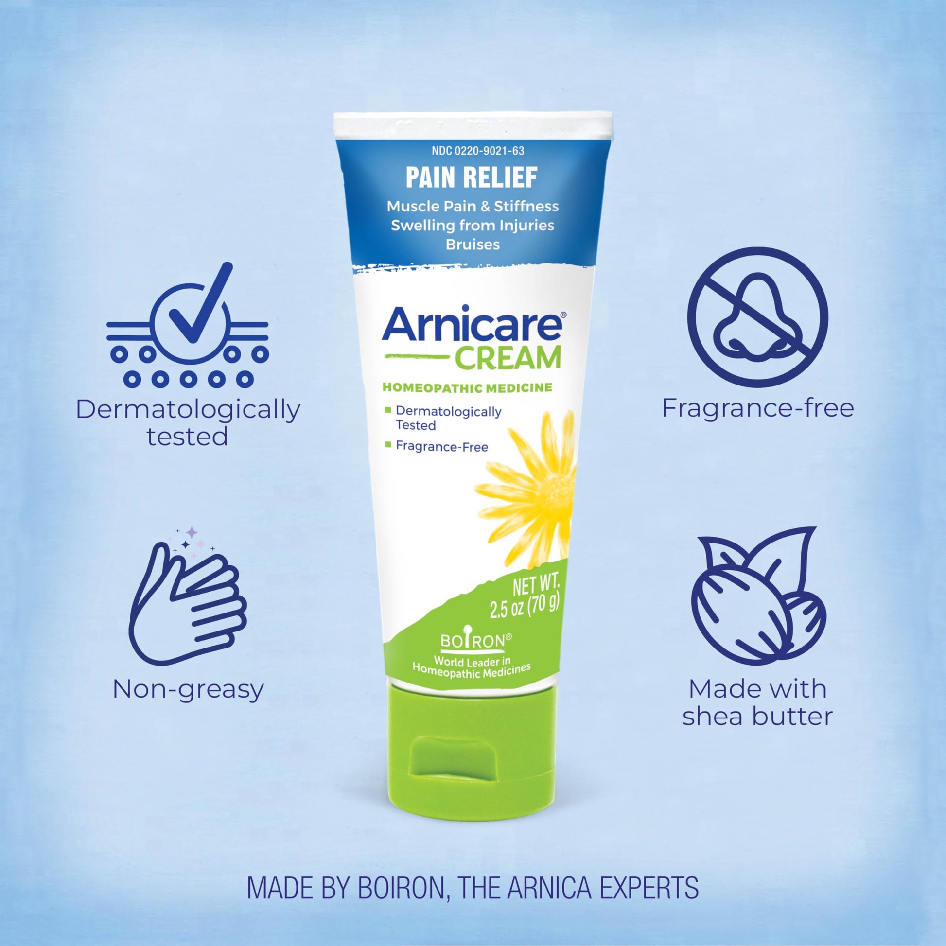 Boiron Arnicare Cream for Joint Pain, Muscle Pain, Swelling, Soreness, Stiffness, and Bruises - Fast Absorbing and Fragrance-Free - 2.5 oz Boiron uk supplements