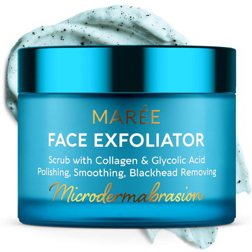 MAREE Face Exfoliator – Microdermabrasion Facial Scrub & Exfoliating Face Wash for Women – Collagen & Glycolic Acid – Gentle Scrub and Exfoliant