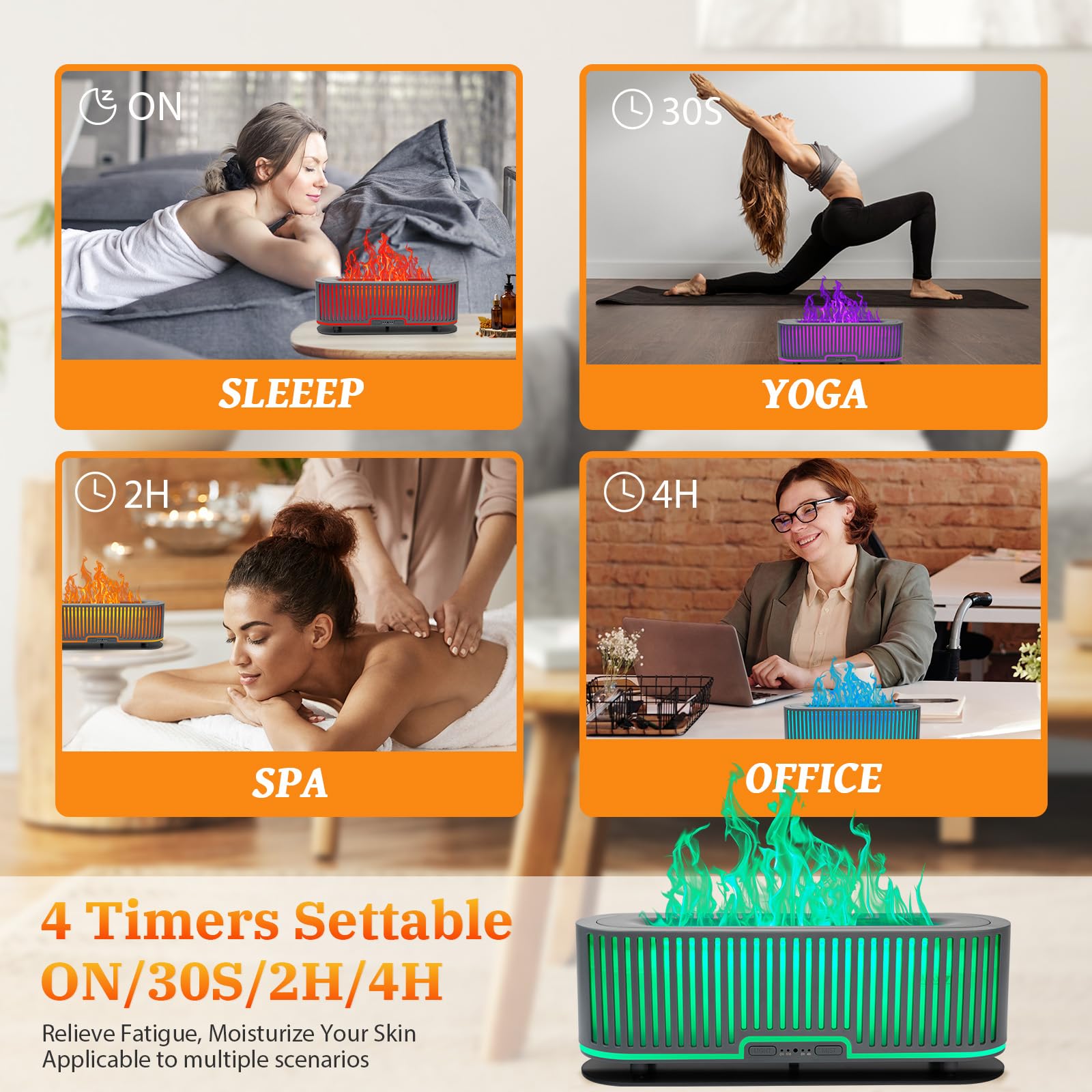 Comfynest Colorful Flame Fire Fireplace Diffuser with 6 Essential Oils Set, Ultrasonic 200ml Essential Oil Comfynest uk supplements