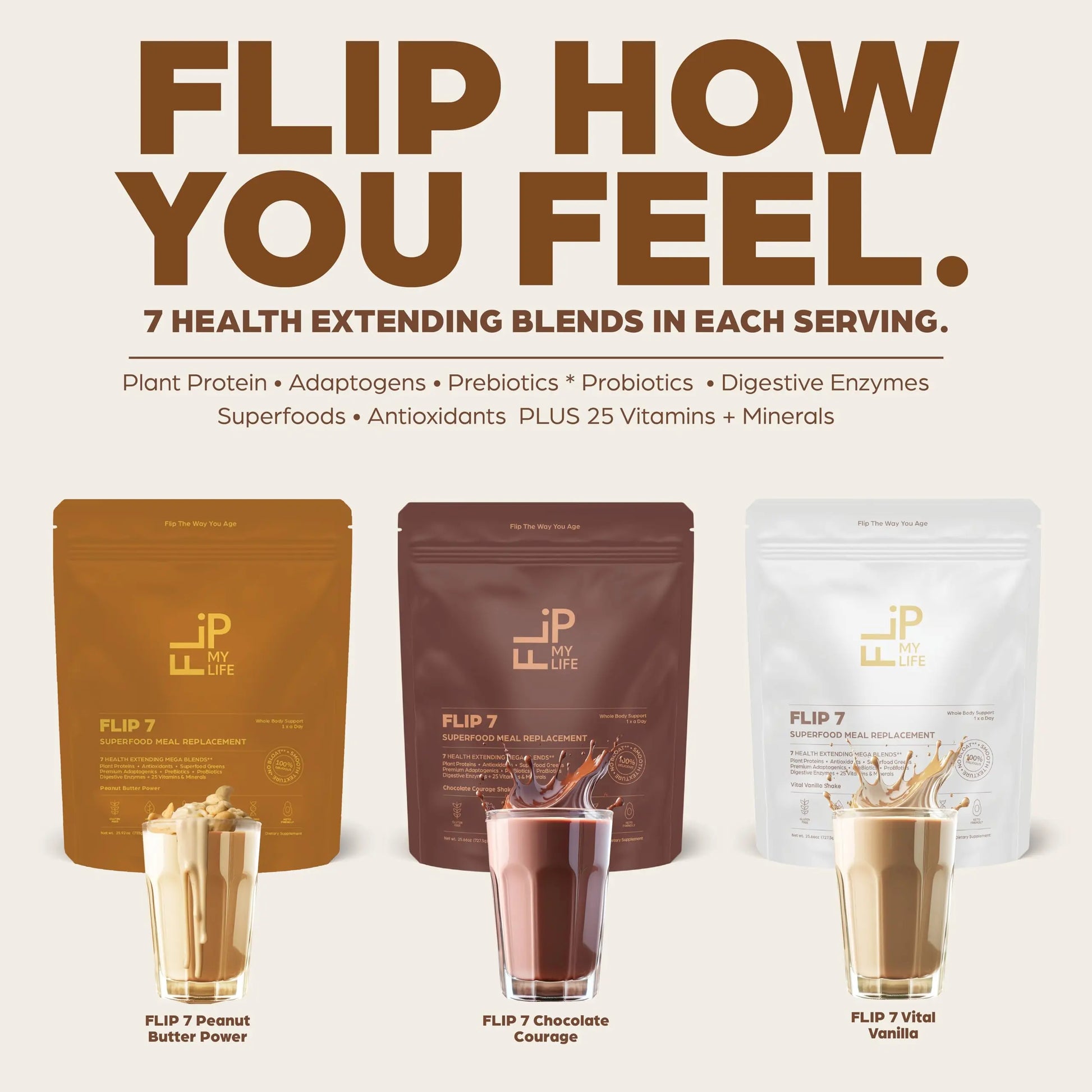 Flip My Life, Flip 7 Natural SuperFood, Plant-Based Protein, Complete Meal Replacement to Support Healthy Gut, 7 Mega Nutrient Rich Blends Flip My Life uk supplements