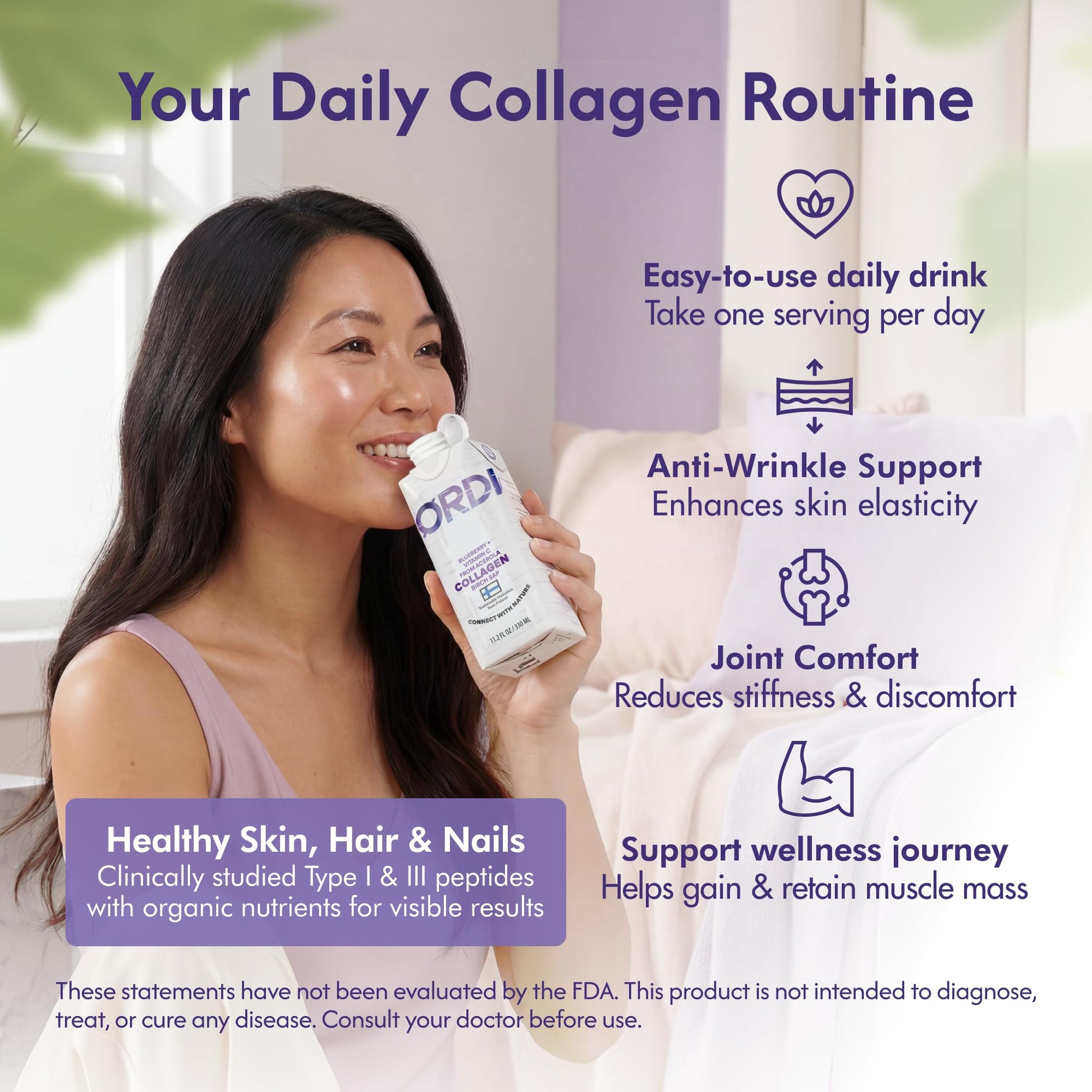 Nordic Liquid Collagen Peptide Drink, Organic Birch Sap, Wild blueberry + Vitamin C, Made in Finland - 10g Clinically Studied Grass Fed Collagen Peptides for Skin Hair Nails & Joint Support, with Silica, BPA-Free Beverage (12 Pack) Nordic Tree Water uk supplements