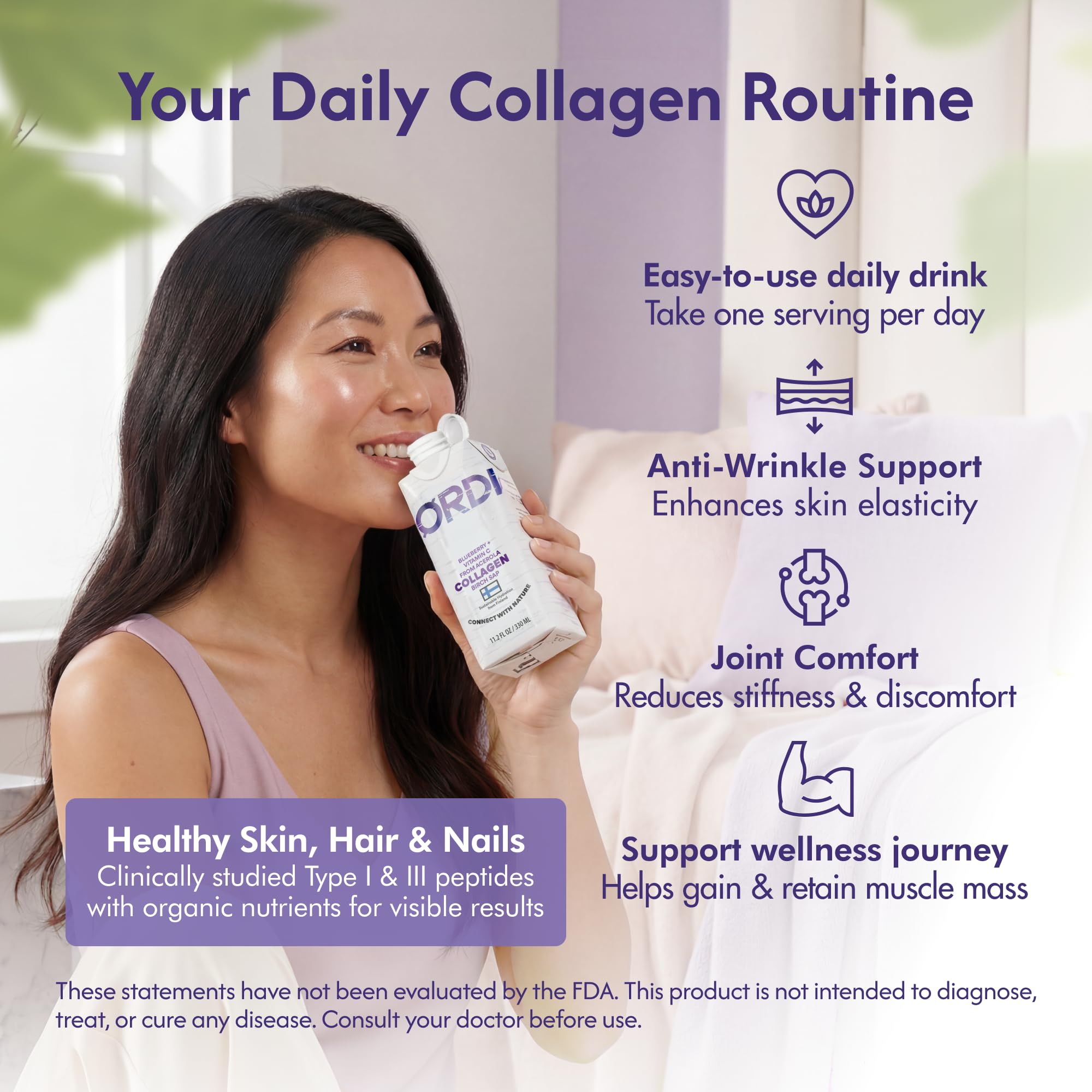 Nordic Liquid Collagen Peptide Drink, Organic Birch Sap, Wild blueberry + Vitamin C, Made in Finland - 10g Clinically Studied Grass Fed Collagen Peptides for Skin Hair Nails & Joint Support, with Silica, BPA-Free Beverage (12 Pack) Nordic Tree Water uk supplements